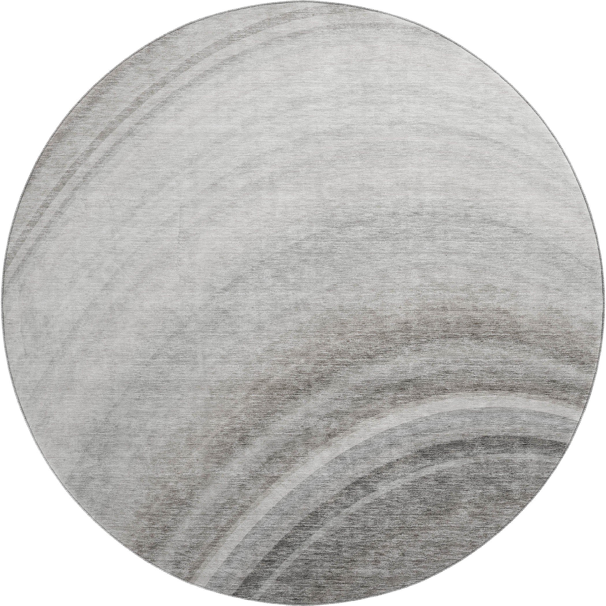 Mdina Machine Washable Transitional Gray Rug 8' x 8' #shape_Round