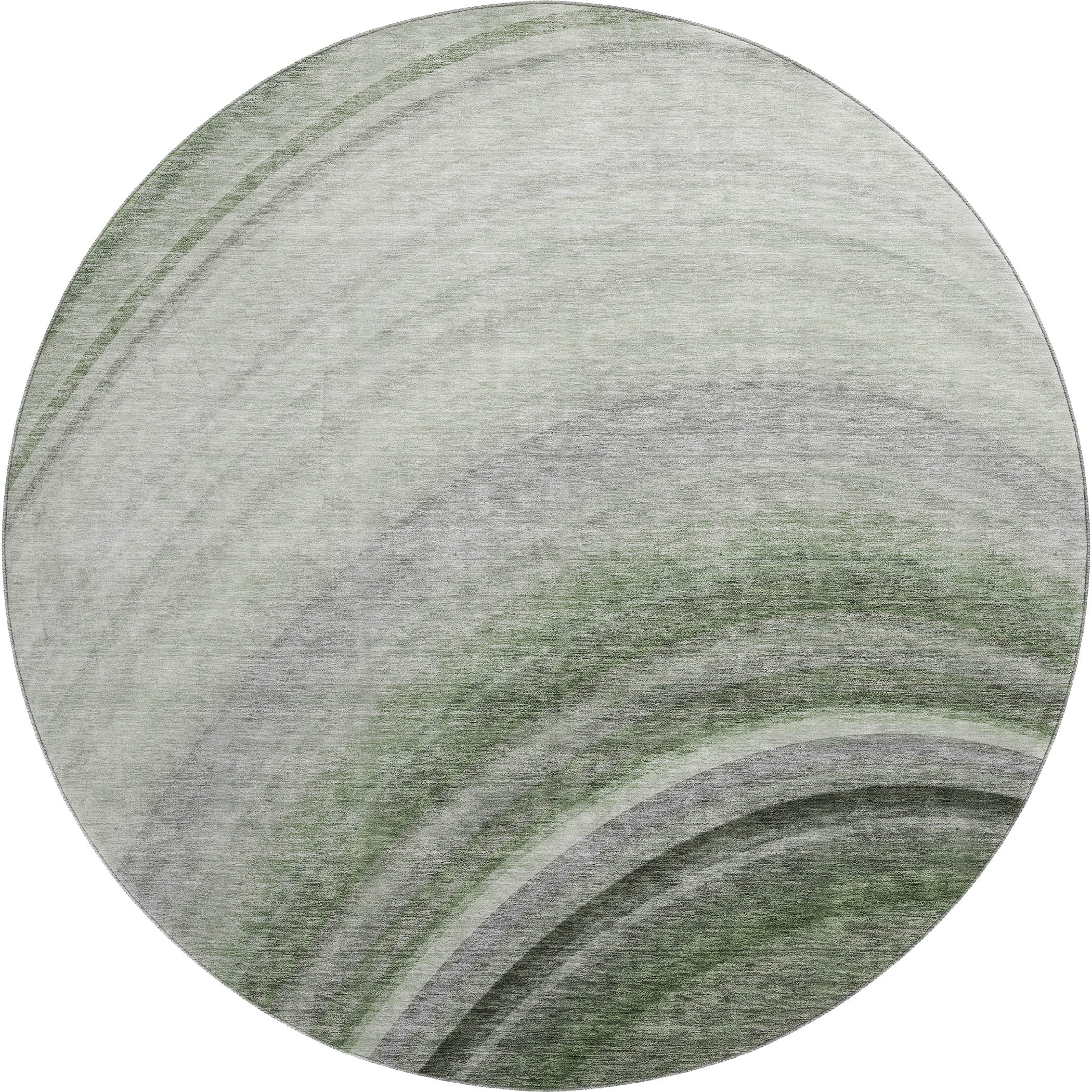 Mdina Machine Washable Transitional Green Rug 8' x 8' #shape_Round