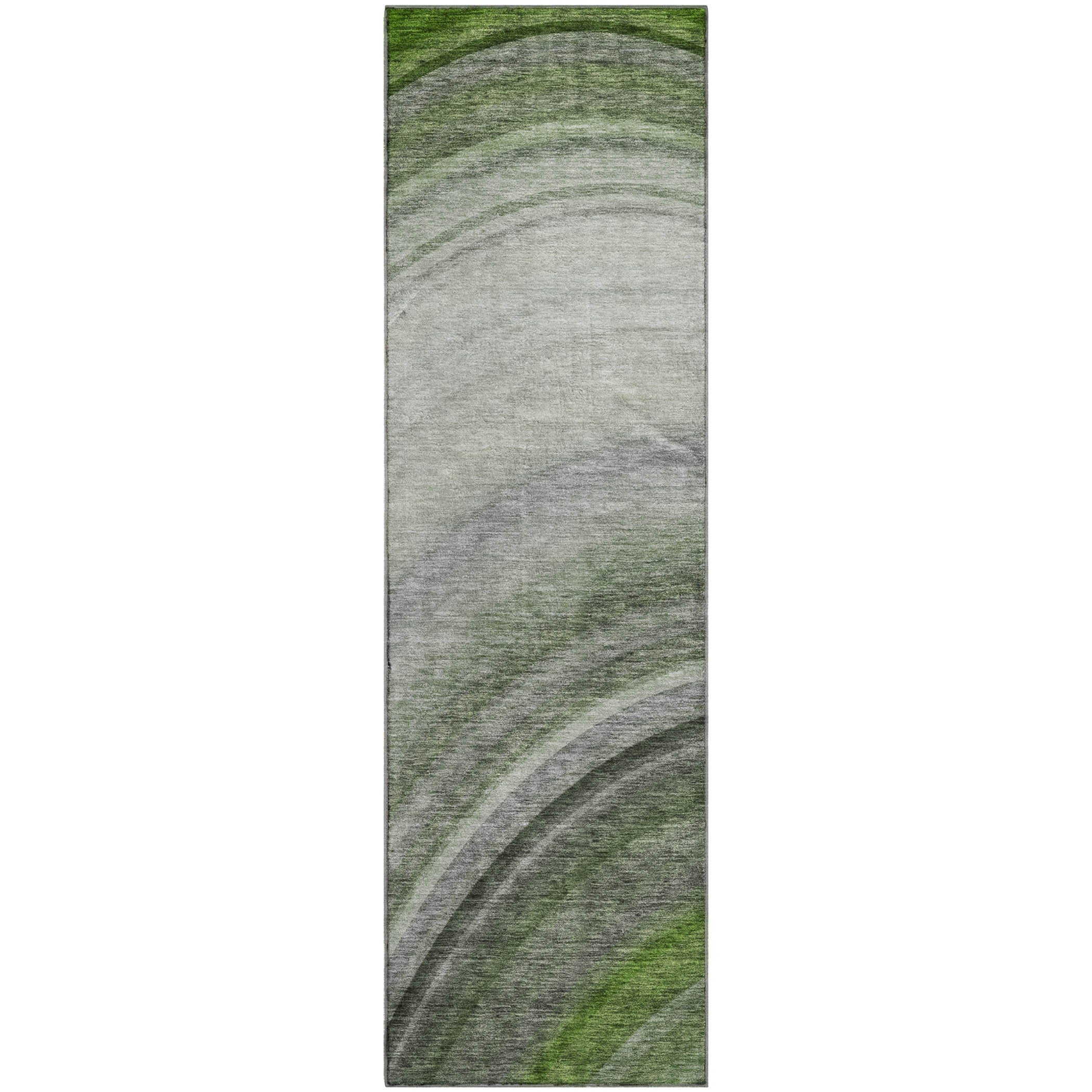 Mdina Machine Washable Transitional Green Rug 2'3" x 7'6" #shape_Runner