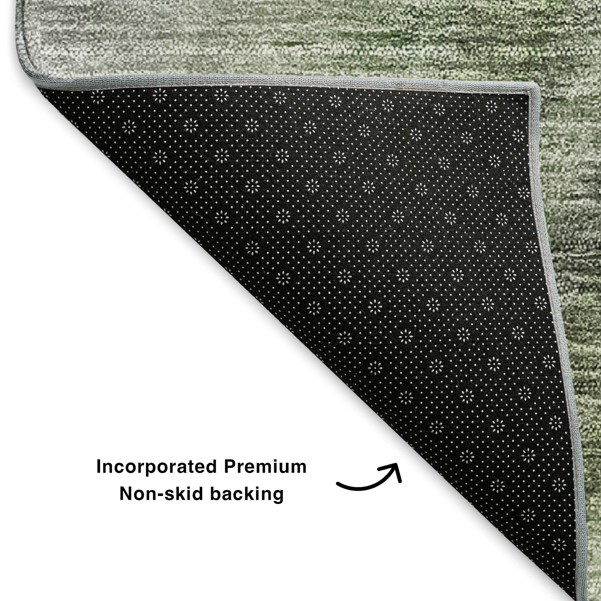 Mdina Machine Washable Transitional Green Rug 1'8" x 2'6" #shape_Rectangle