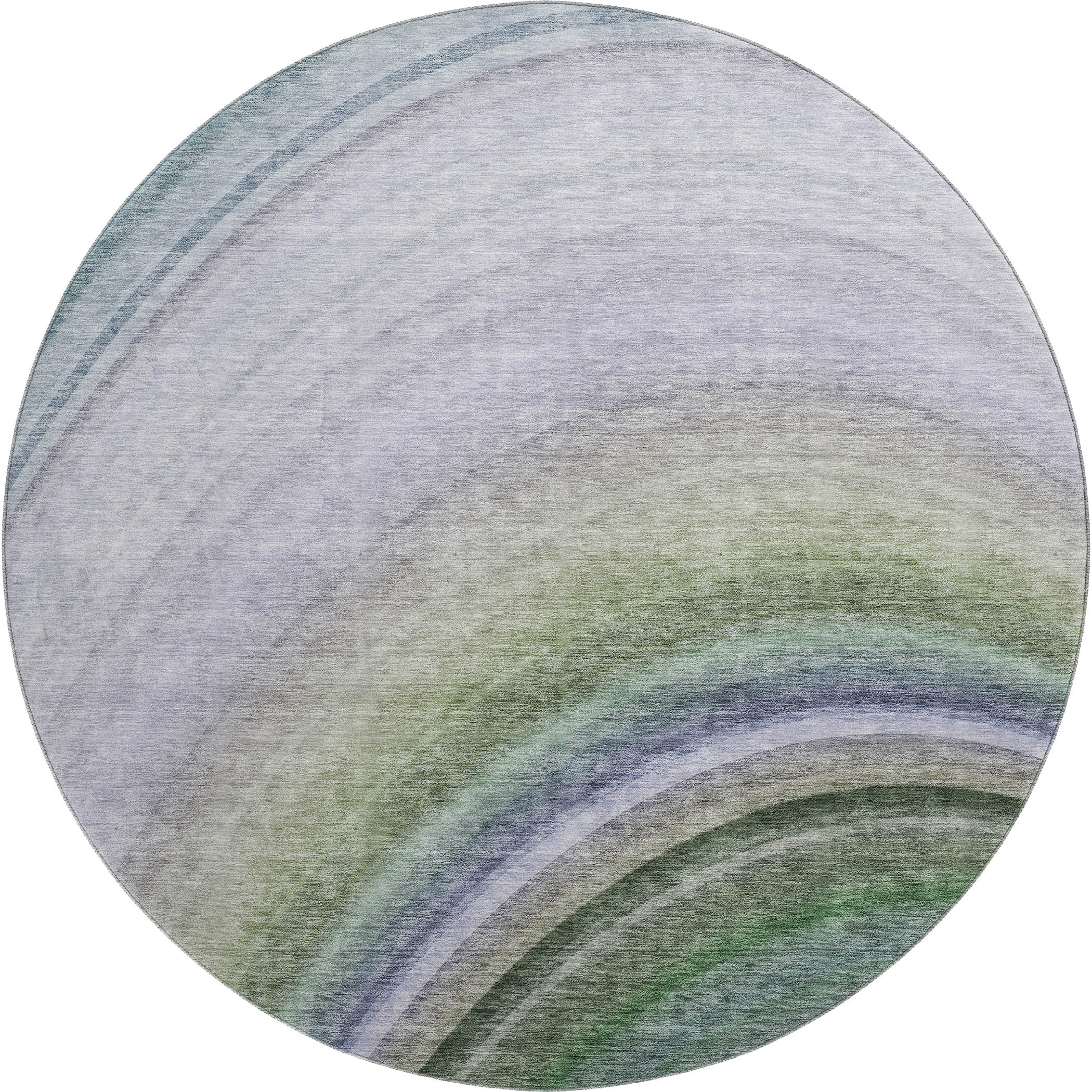 Mdina Machine Washable Transitional Teal Rug 8' x 8' #shape_Round
