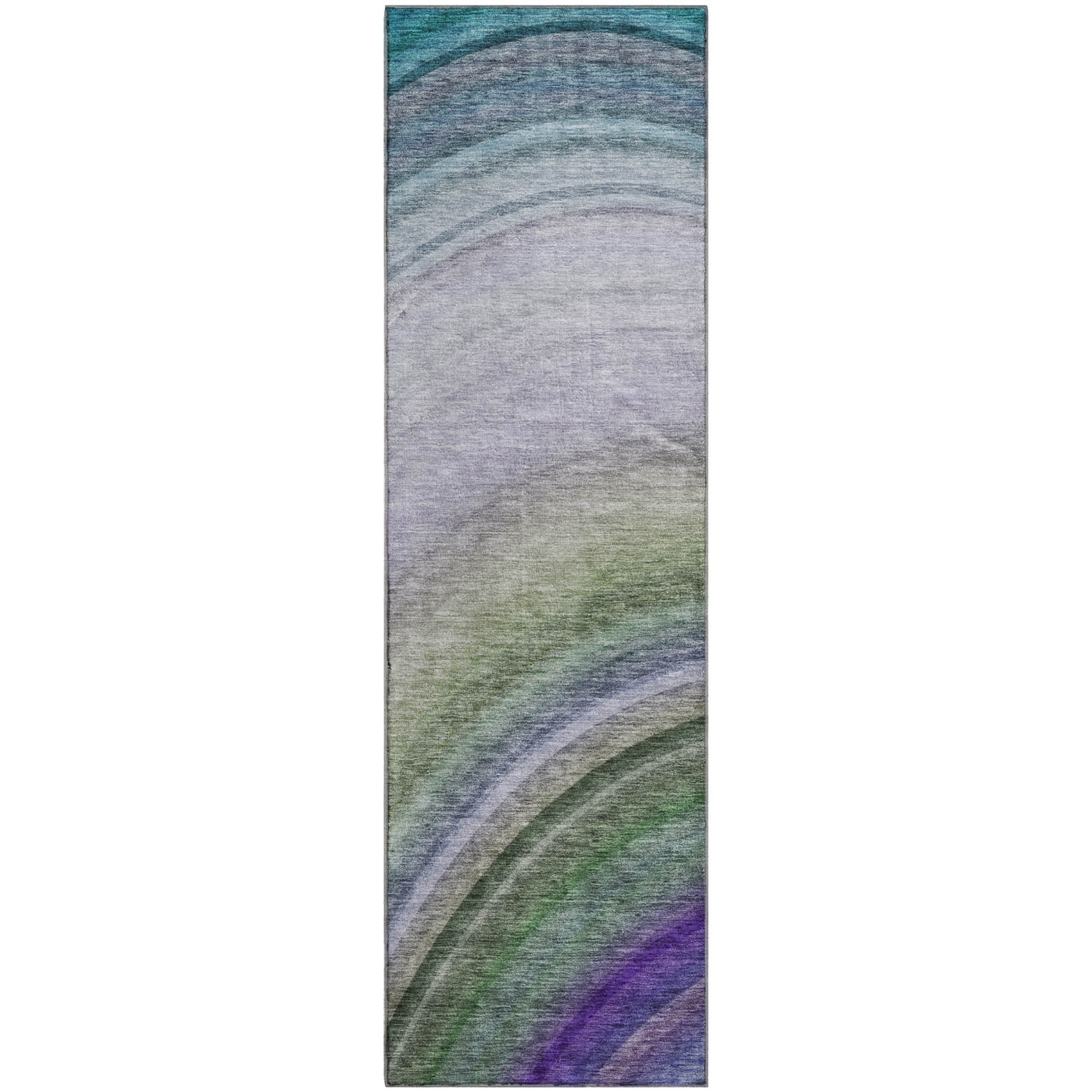 Mdina Machine Washable Transitional Teal Rug 2'3" x 7'6" #shape_Runner