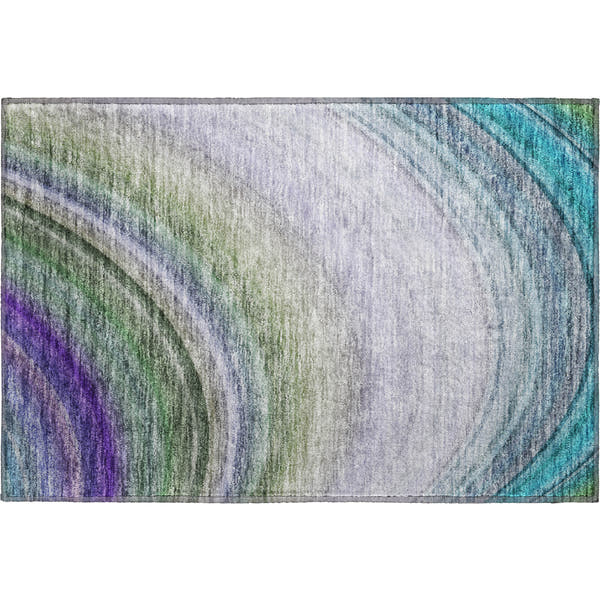 Mdina Machine Washable Transitional Teal Rug 1'8" x 2'6"