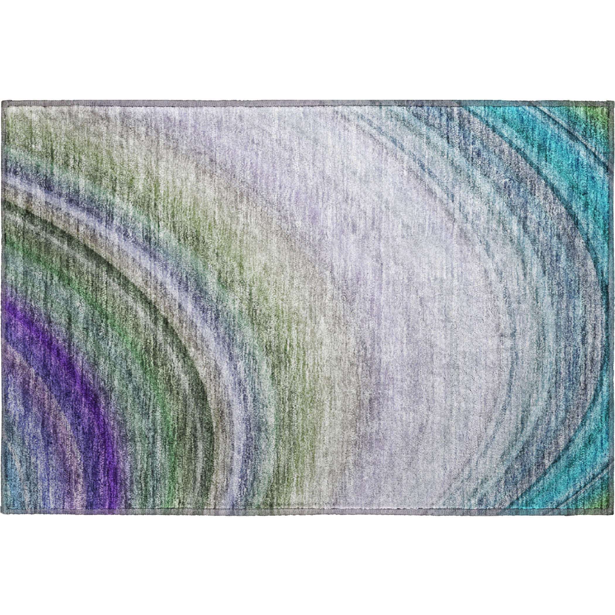 Mdina Machine Washable Transitional Teal Rug 1'8" x 2'6" #shape_Rectangle