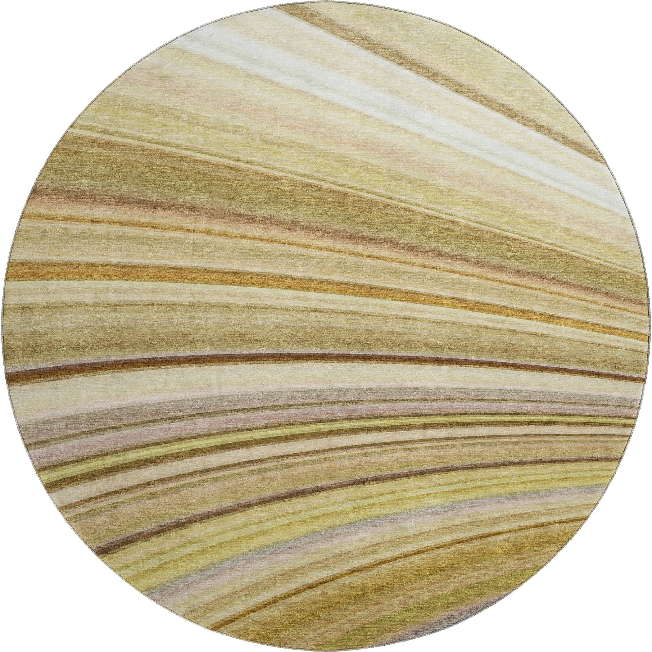 Lucerne Machine Washable Transitional Beige Brown Rug 8' x 8' #shape_Round