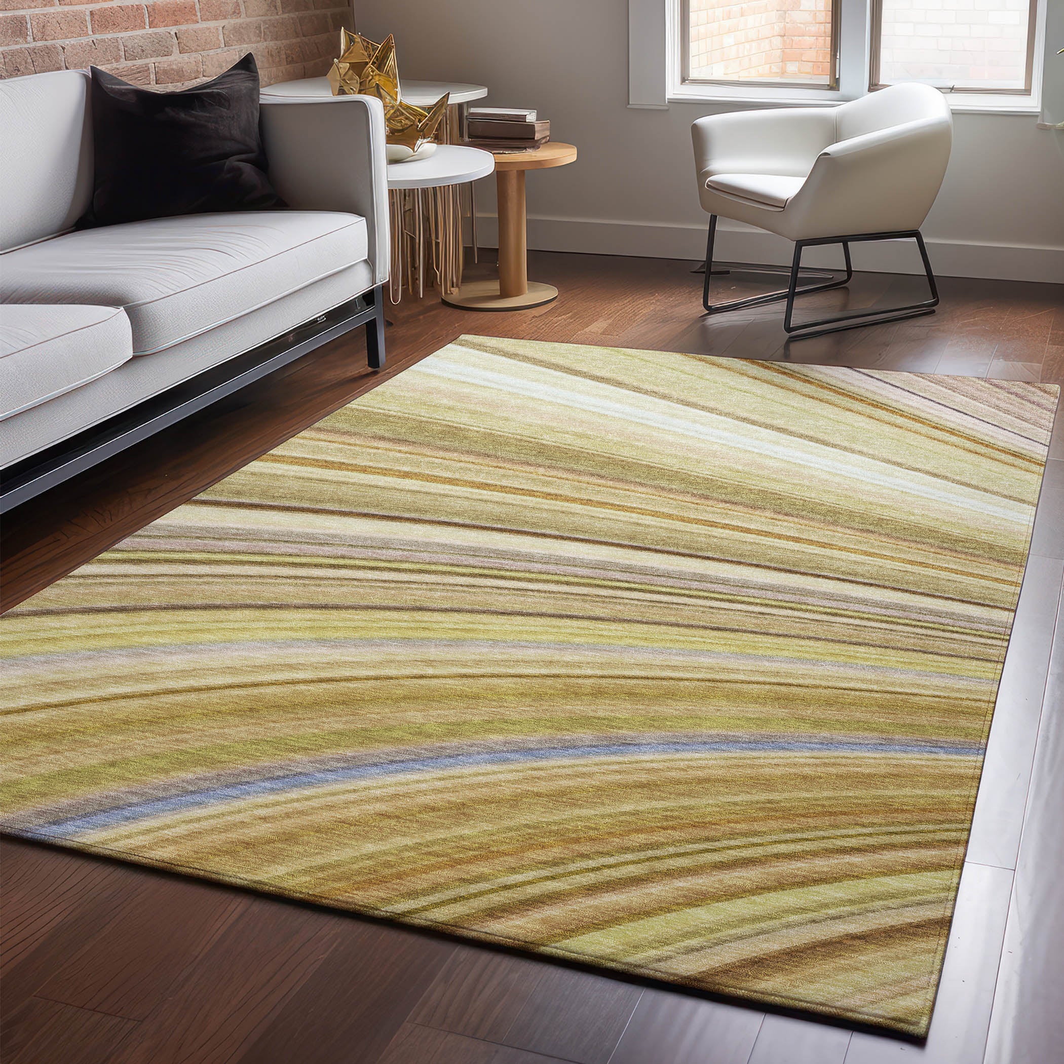 Lucerne Machine Washable Transitional Beige Brown Rug 2'6" x 3'10" #shape_Rectangle