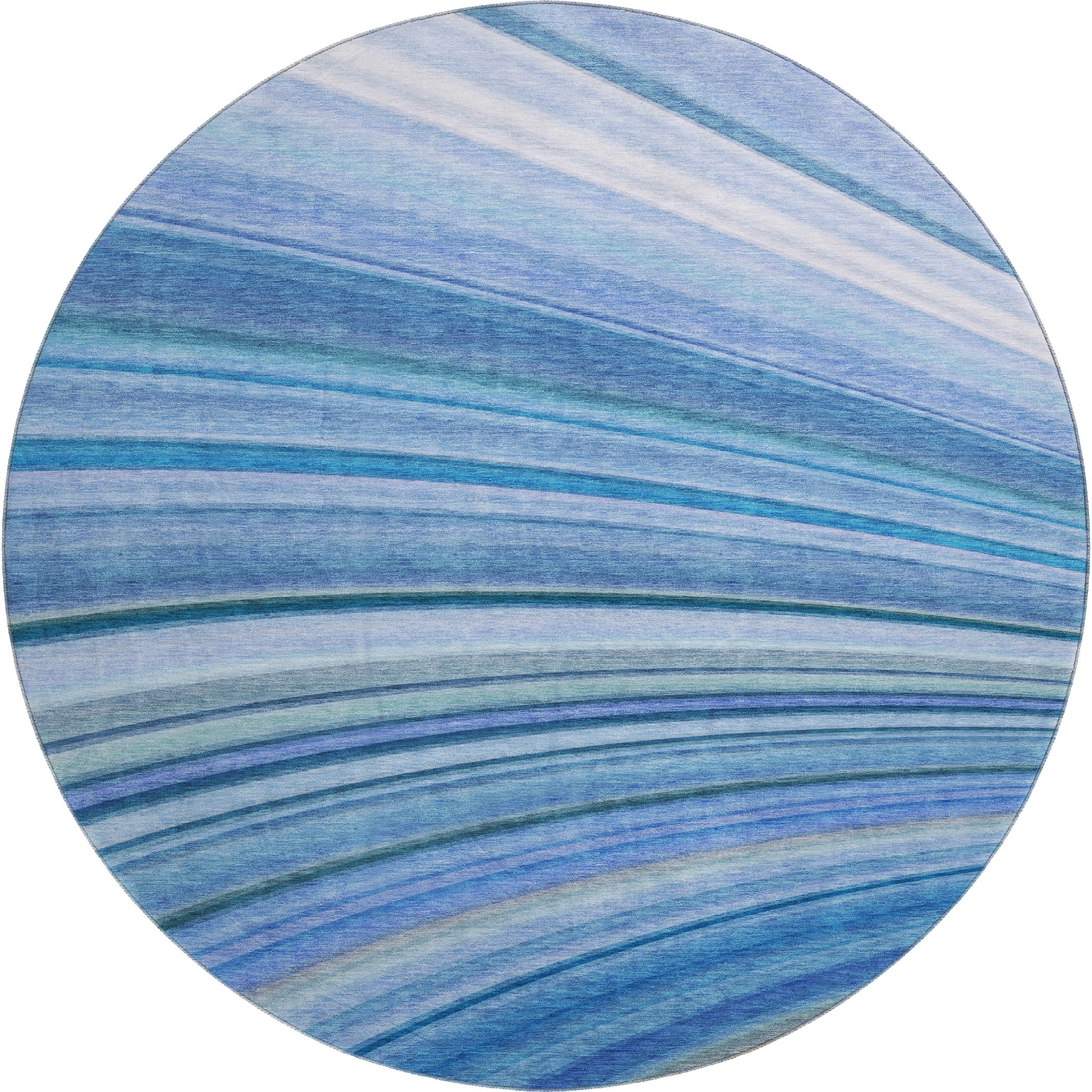 Lucerne Machine Washable Transitional Blue Rug 8' x 8' #shape_Round