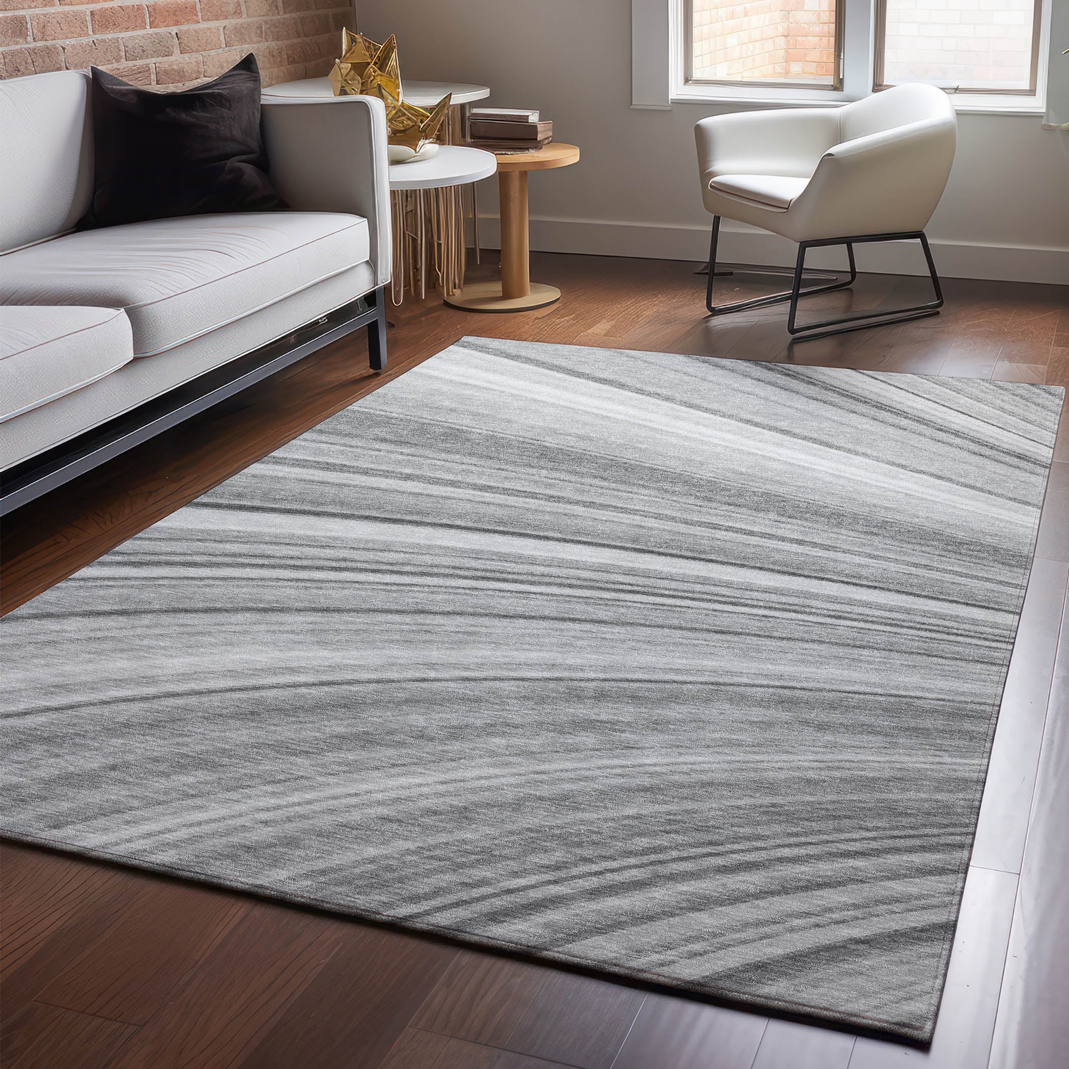 Lucerne Machine Washable Transitional Gray Rug 2'6" x 3'10" #shape_Rectangle