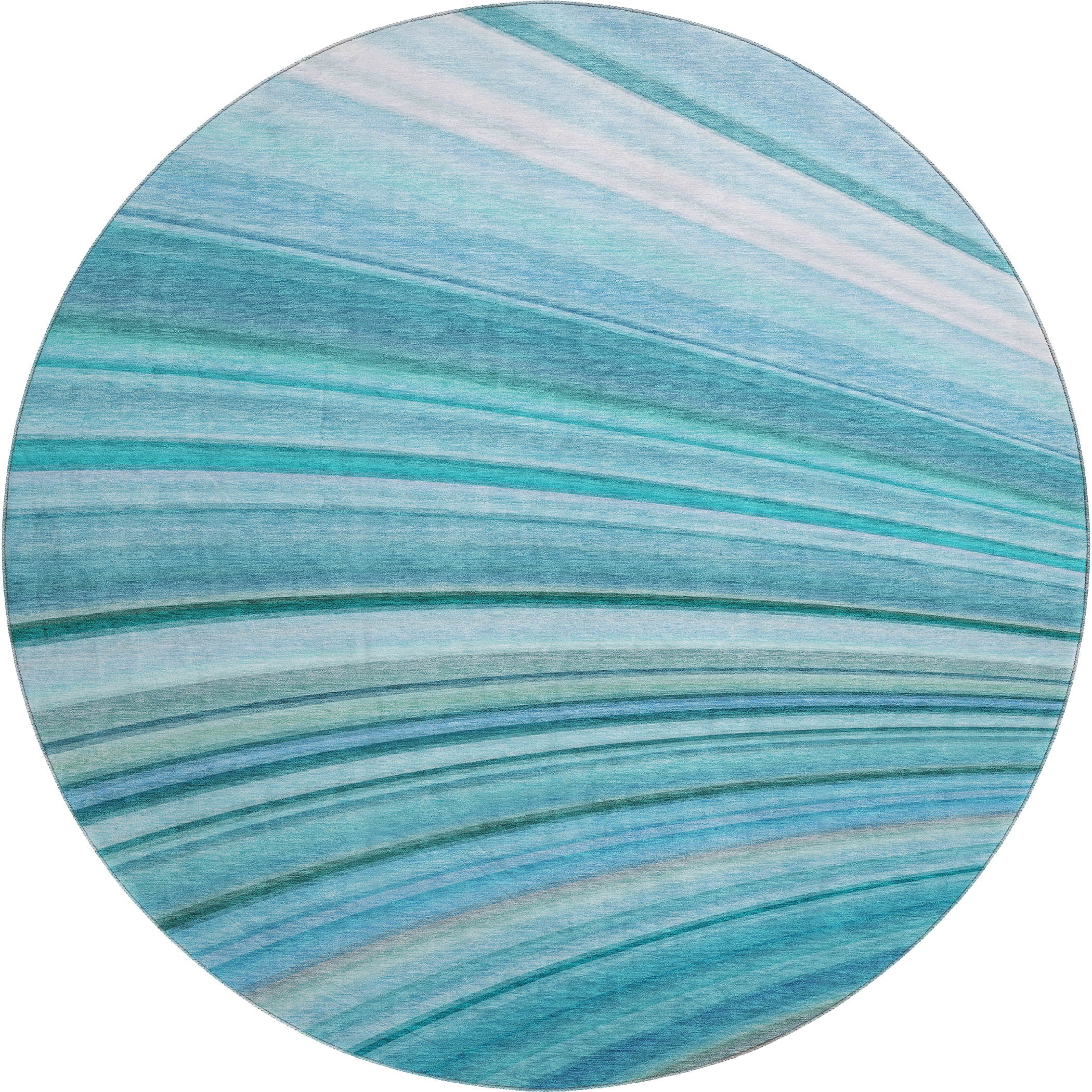 Lucerne Machine Washable Transitional Teal Rug 8' x 8' #shape_Round