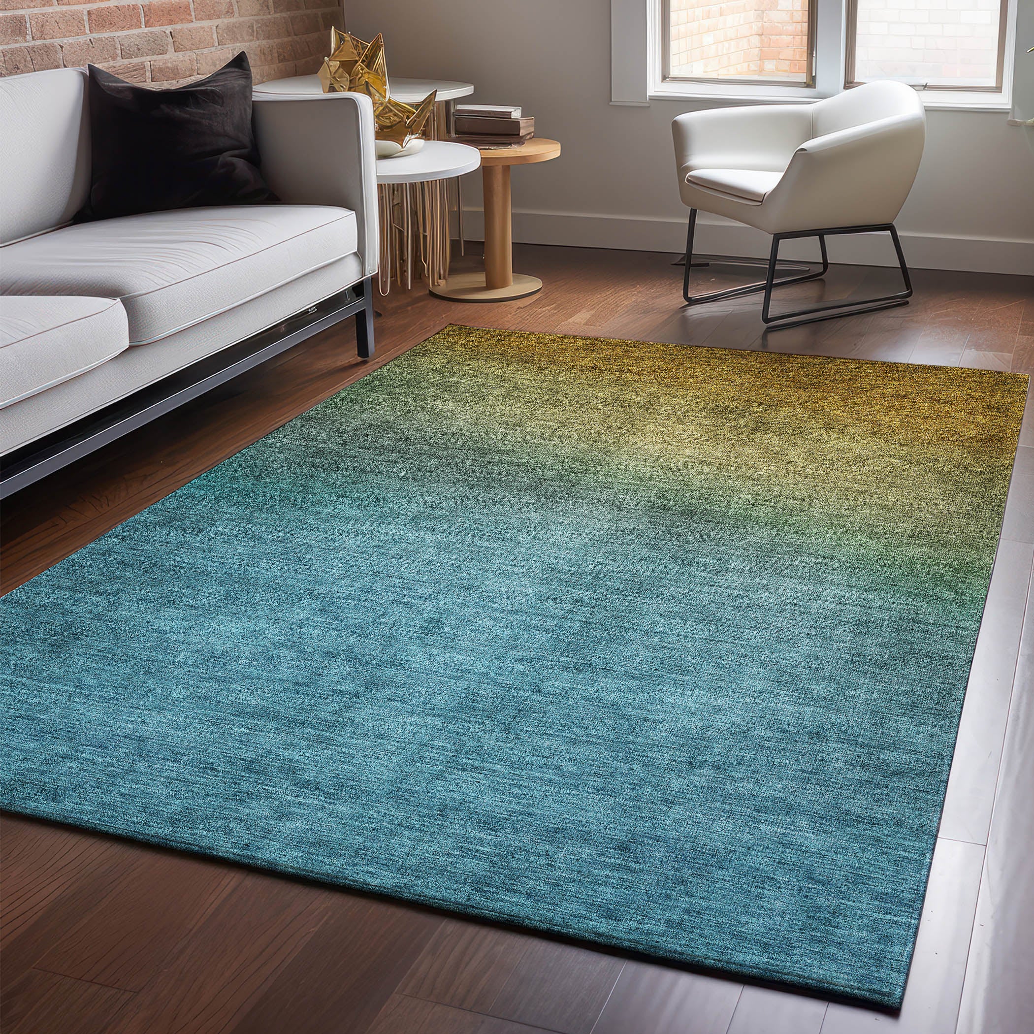 Split Machine Washable Transitional Brown Rug 2'6" x 3'10" #shape_Rectangle