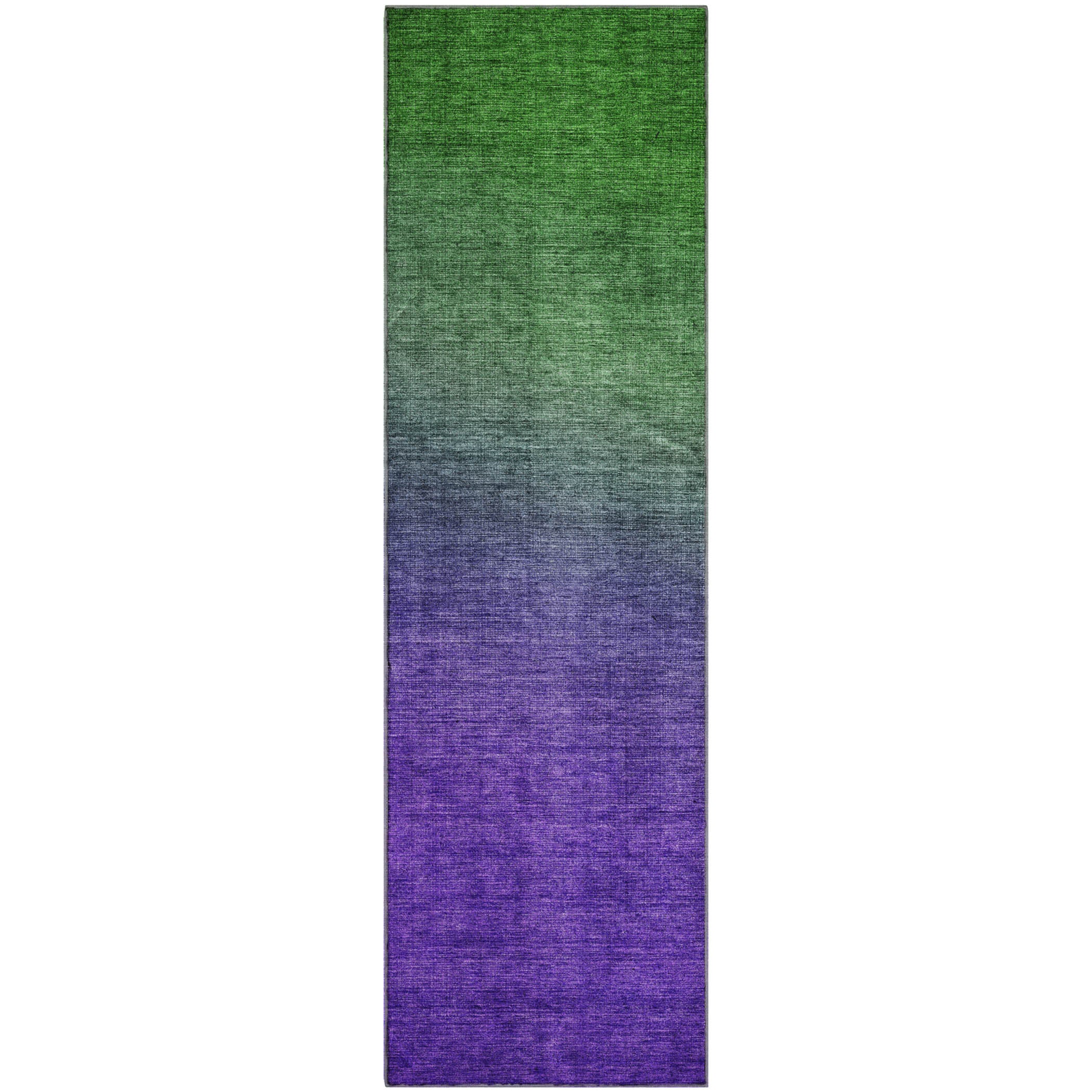 Split Machine Washable Transitional Green Rug 2'3" x 7'6" #shape_Runner