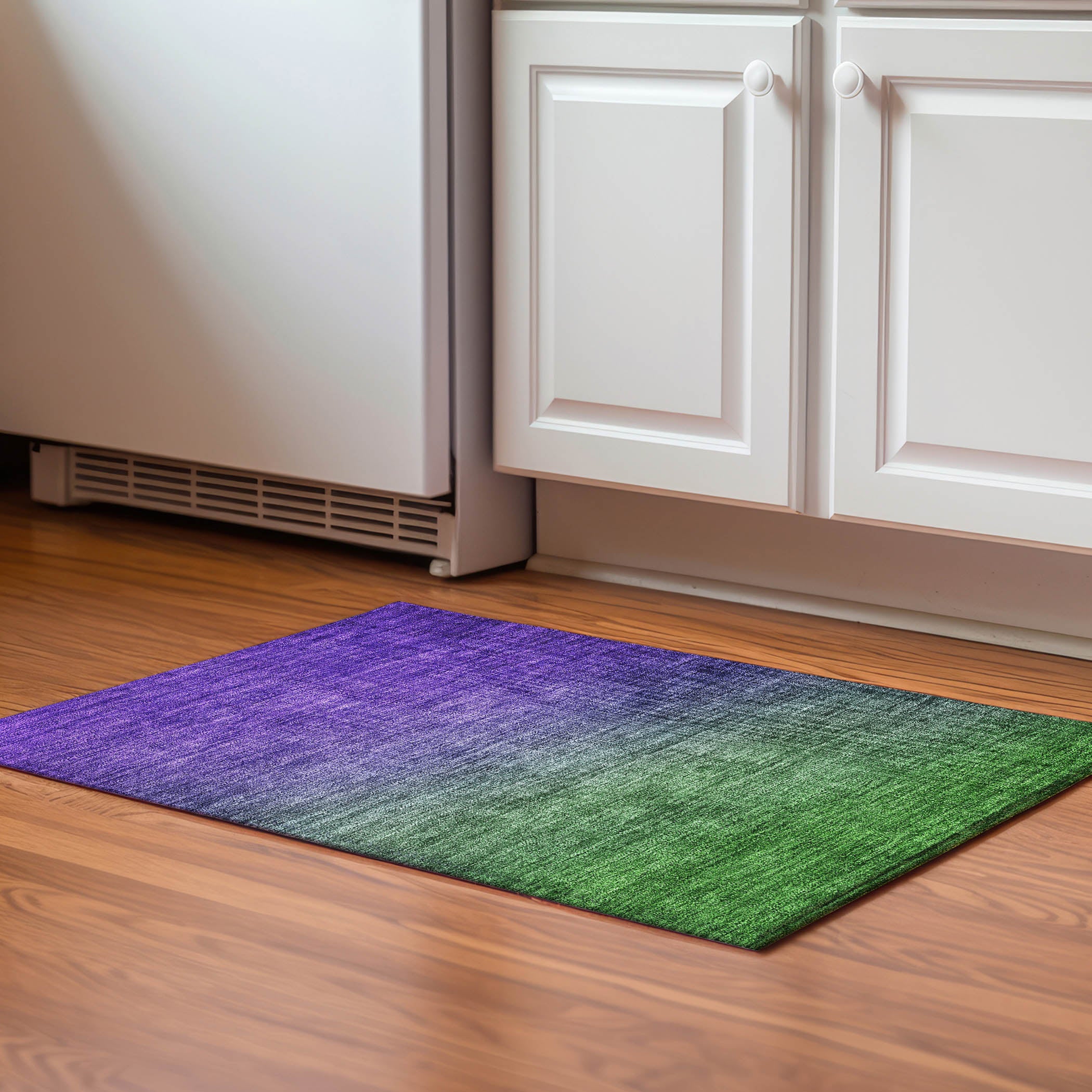 Split Machine Washable Transitional Green Rug 1'8" x 2'6" #shape_Rectangle