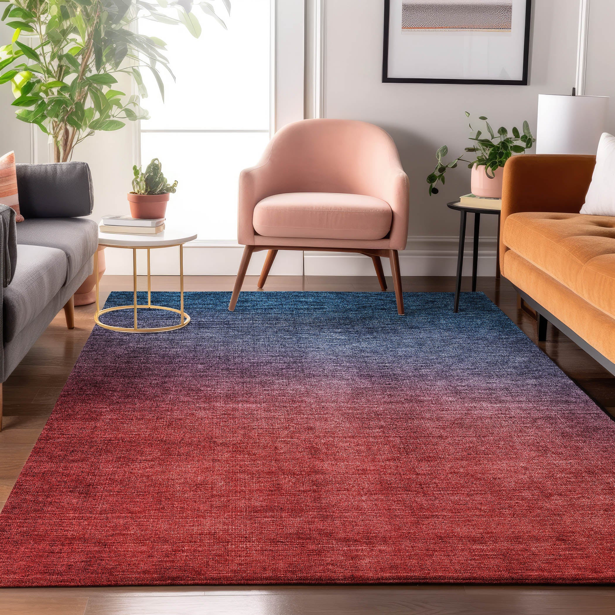 Split Machine Washable Transitional Navy Blue Rug 2'6" x 3'10" #shape_Rectangle