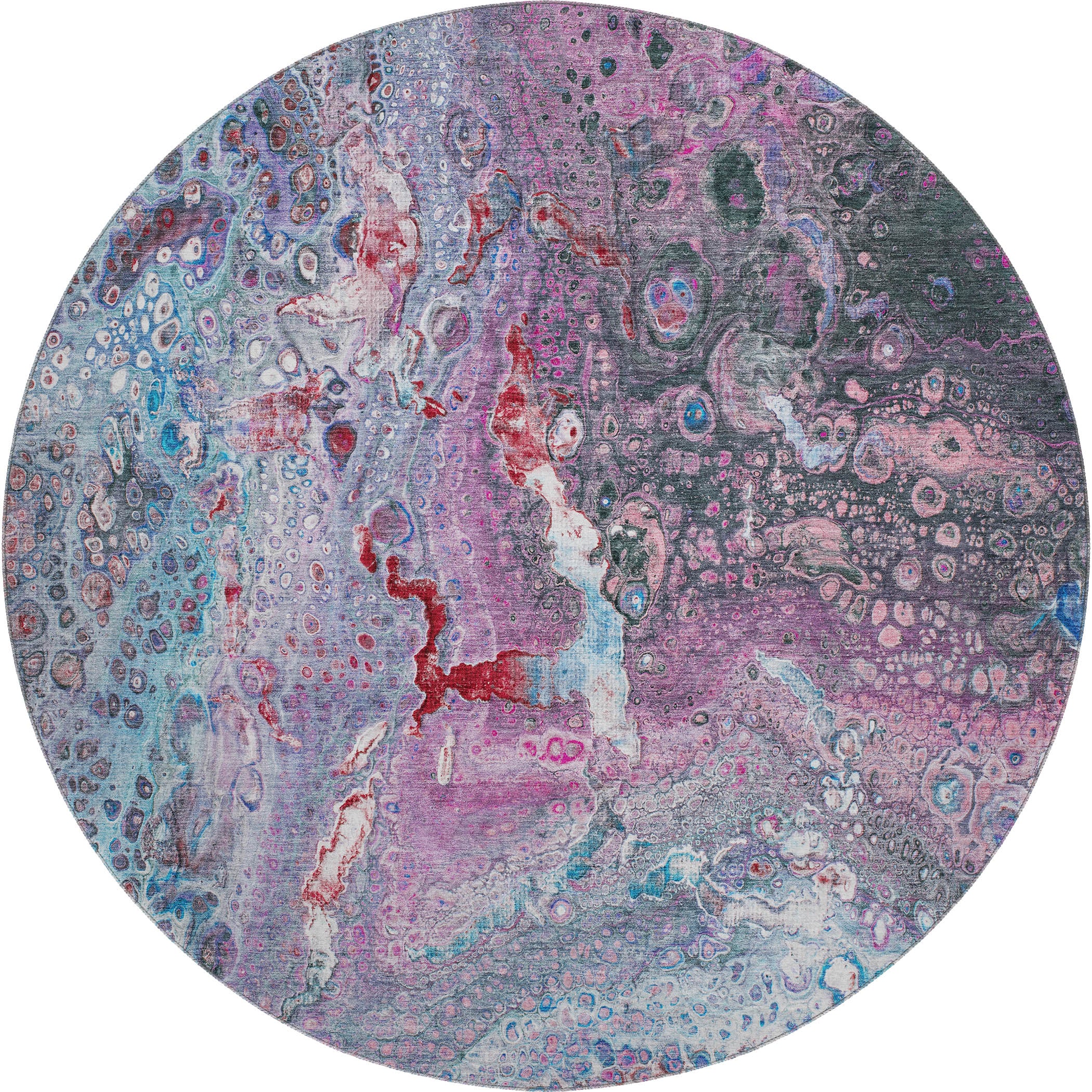 Istanbul Machine Washable Contemporary Blue Rug 8' x 8' #shape_Round