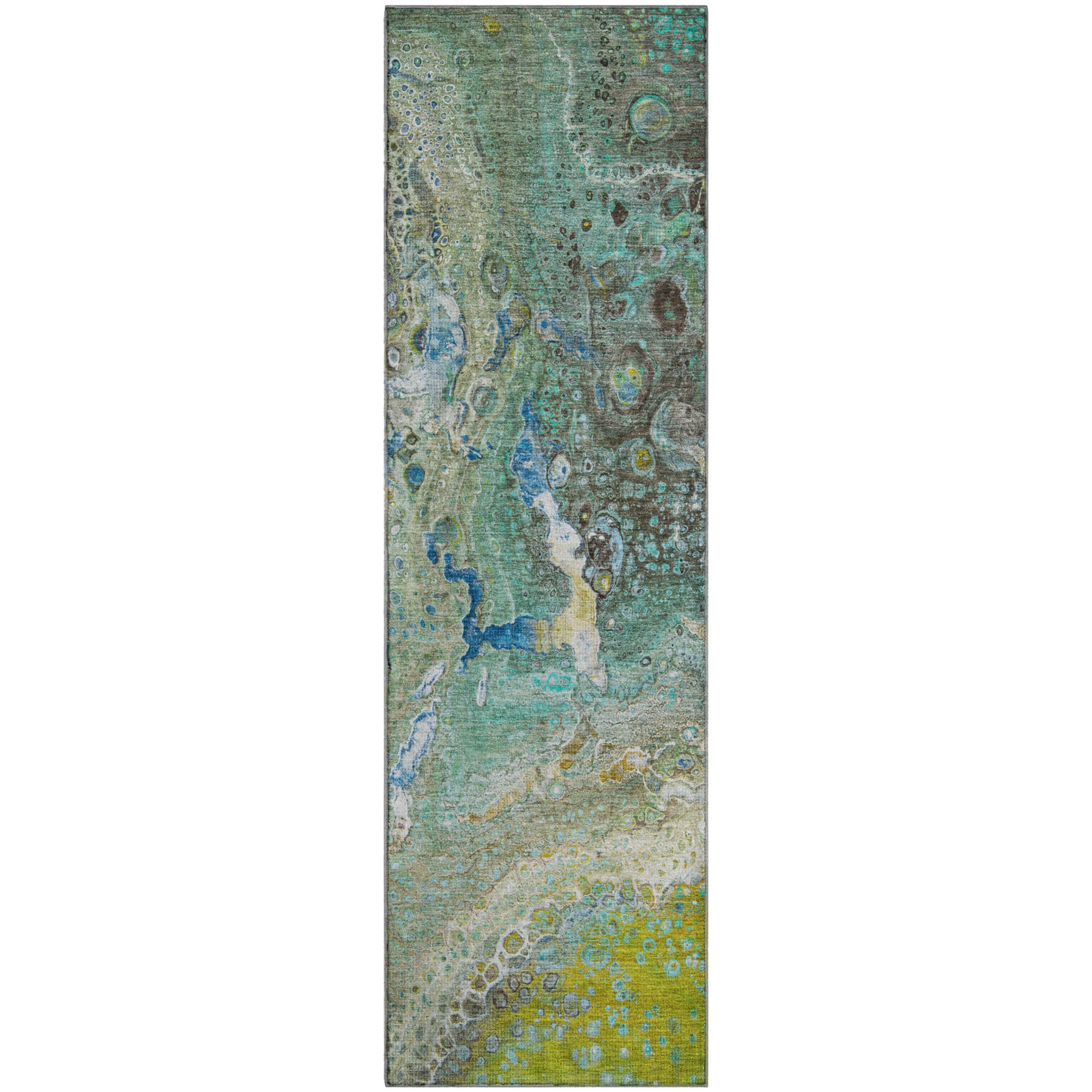 Istanbul Machine Washable Contemporary Teal Rug 2'3" x 7'6" #shape_Runner