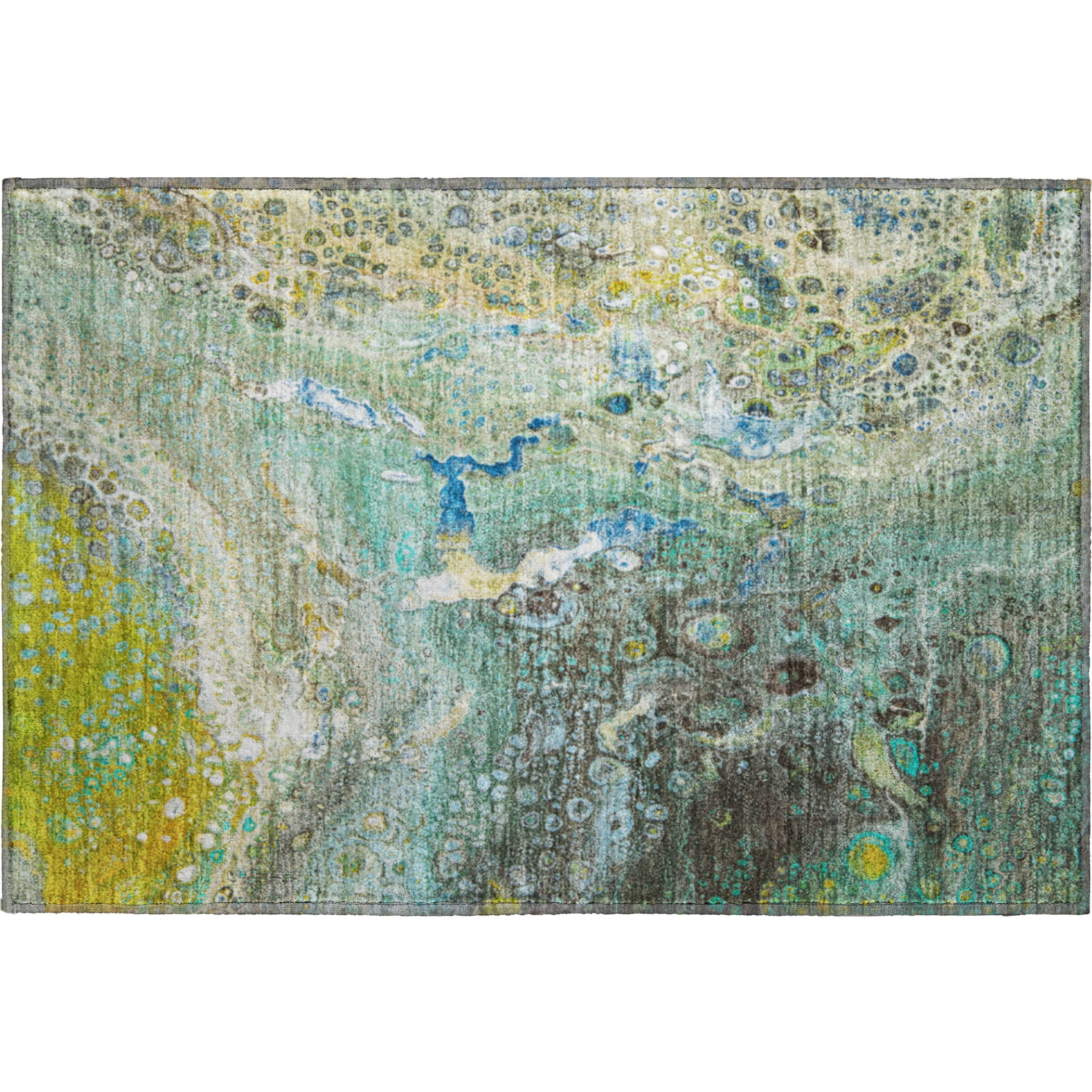 Istanbul Machine Washable Contemporary Teal Rug 1'8" x 2'6" #shape_Rectangle