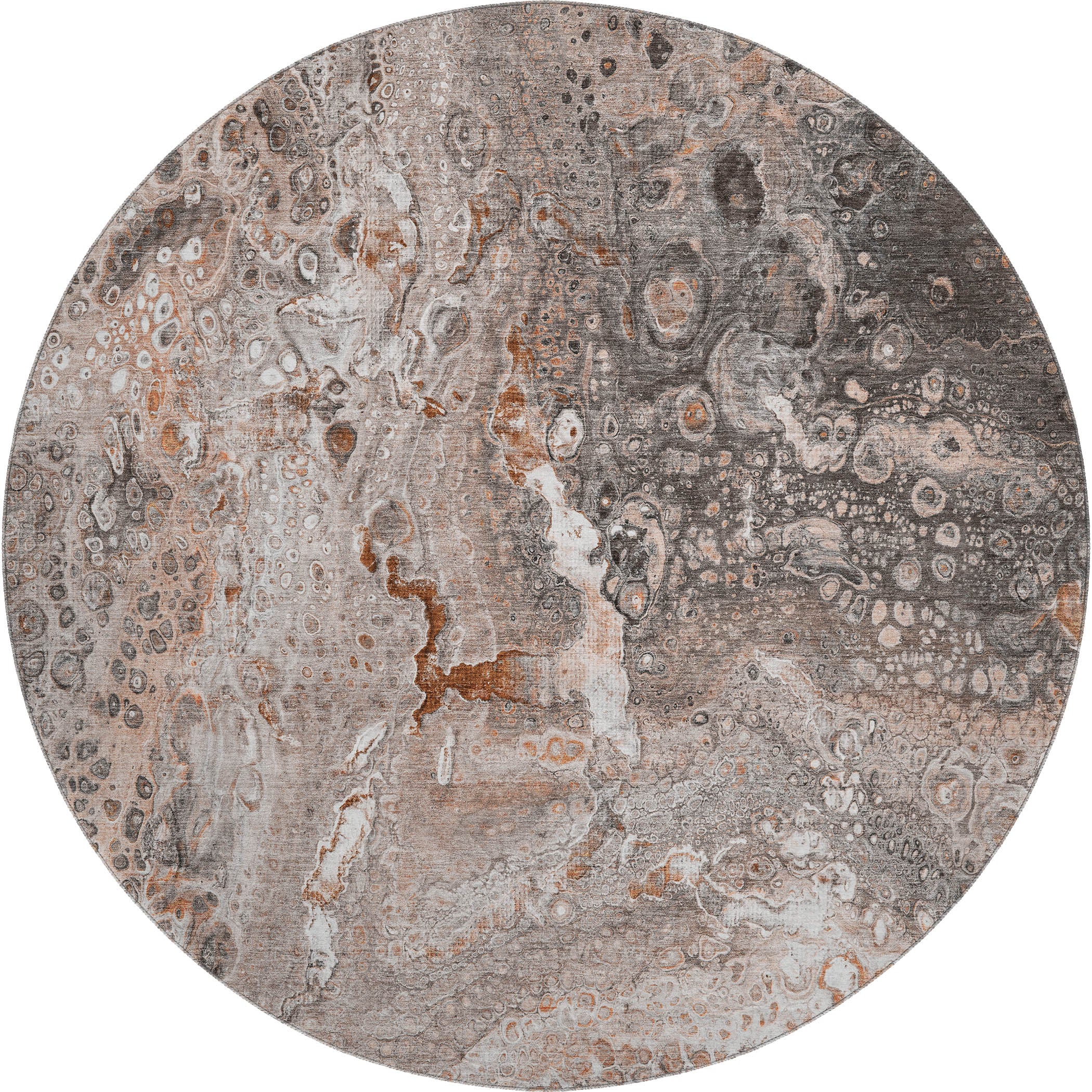Istanbul Machine Washable Contemporary Terracotta Orange Rug 8' x 8' #shape_Round