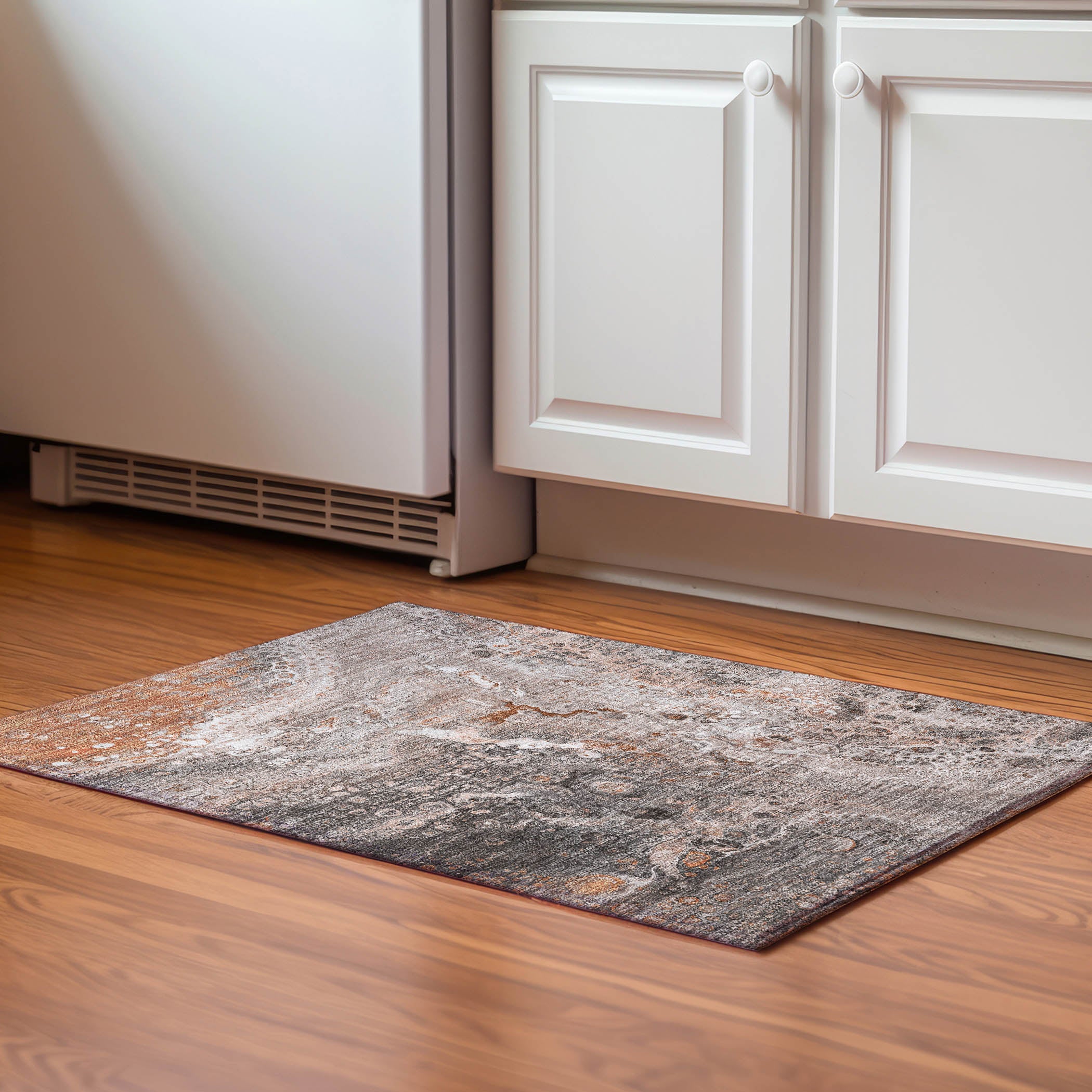 Istanbul Machine Washable Contemporary Terracotta Orange Rug 1'8" x 2'6" #shape_Rectangle