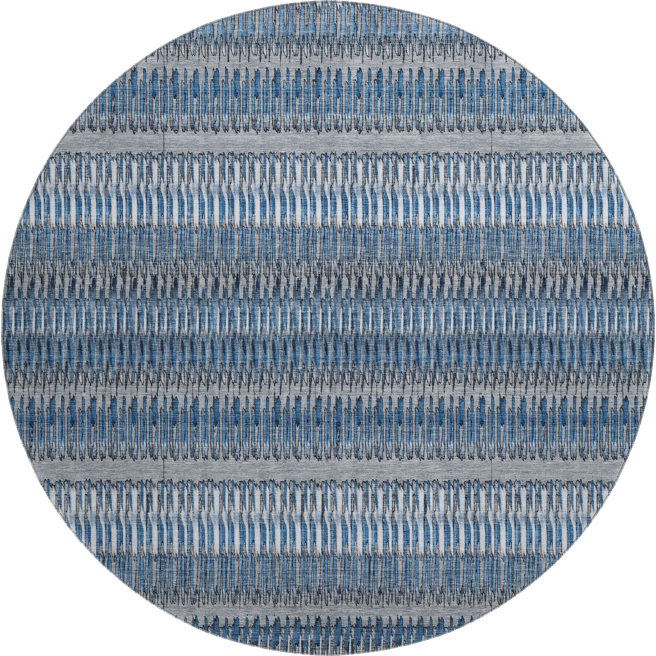 Lucerne Machine Washable Transitional Blue Rug 8' x 8' #shape_Round