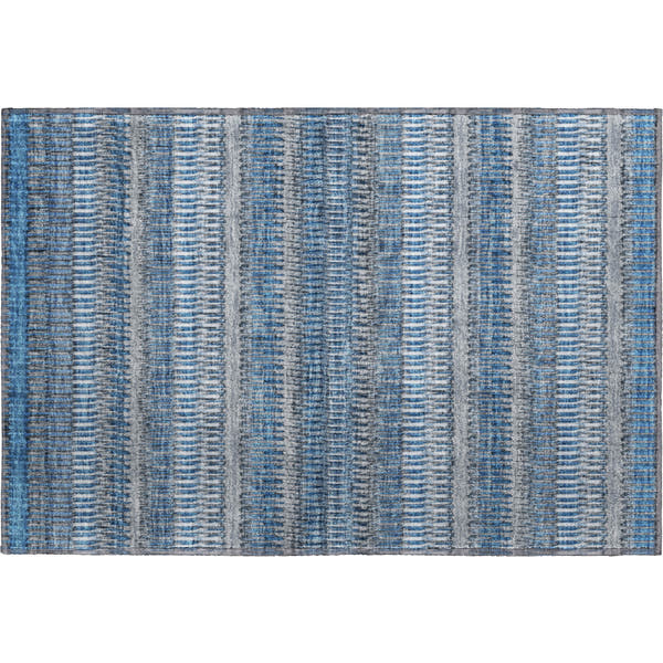 Lucerne Machine Washable Transitional Blue Rug 1'8" x 2'6"