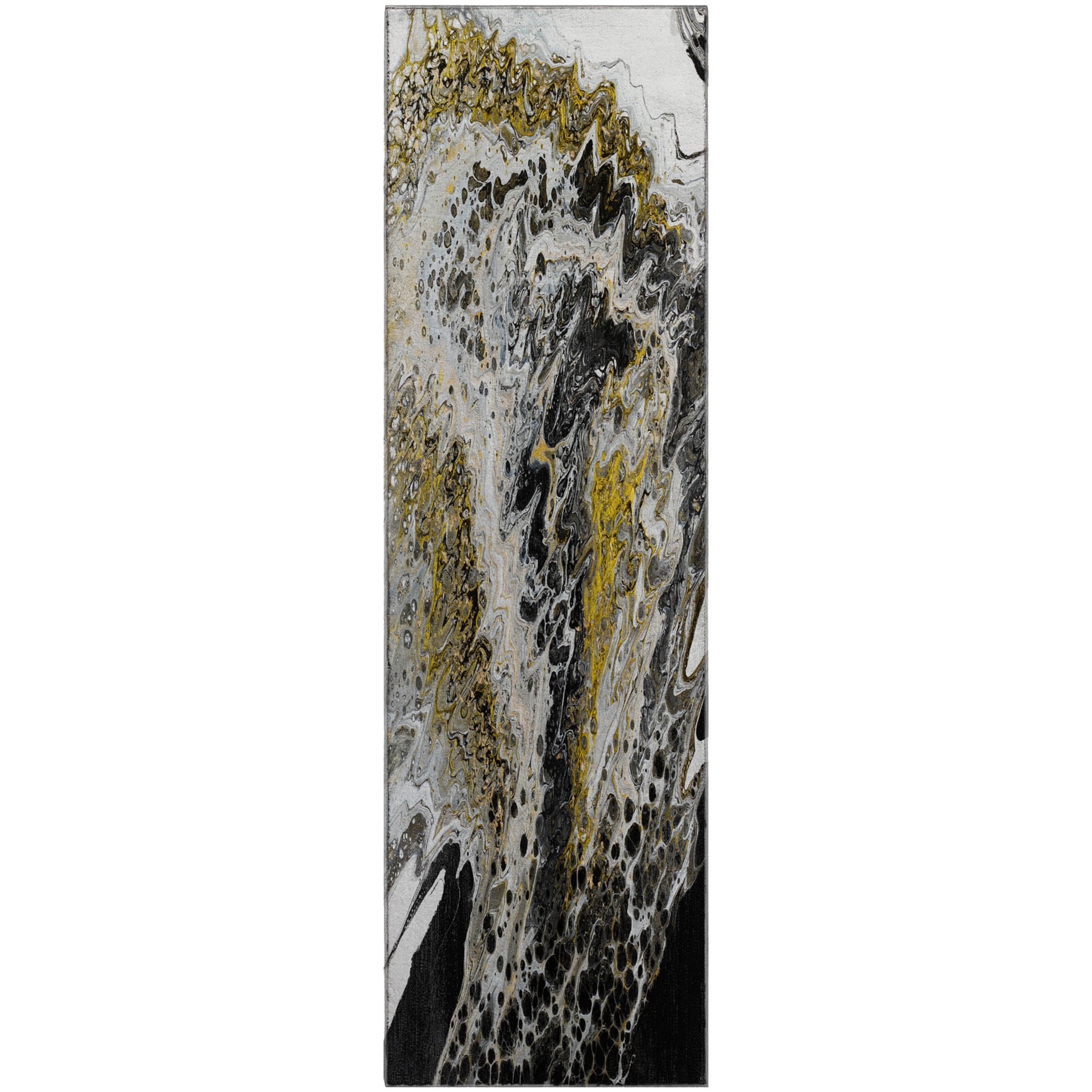 Reykjavik Machine Washable Contemporary Midnight Black Rug 2'3" x 7'6" #shape_Runner