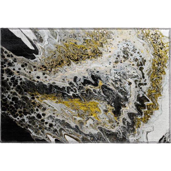 Reykjavik Machine Washable Contemporary Midnight Black Rug 1'8" x 2'6"