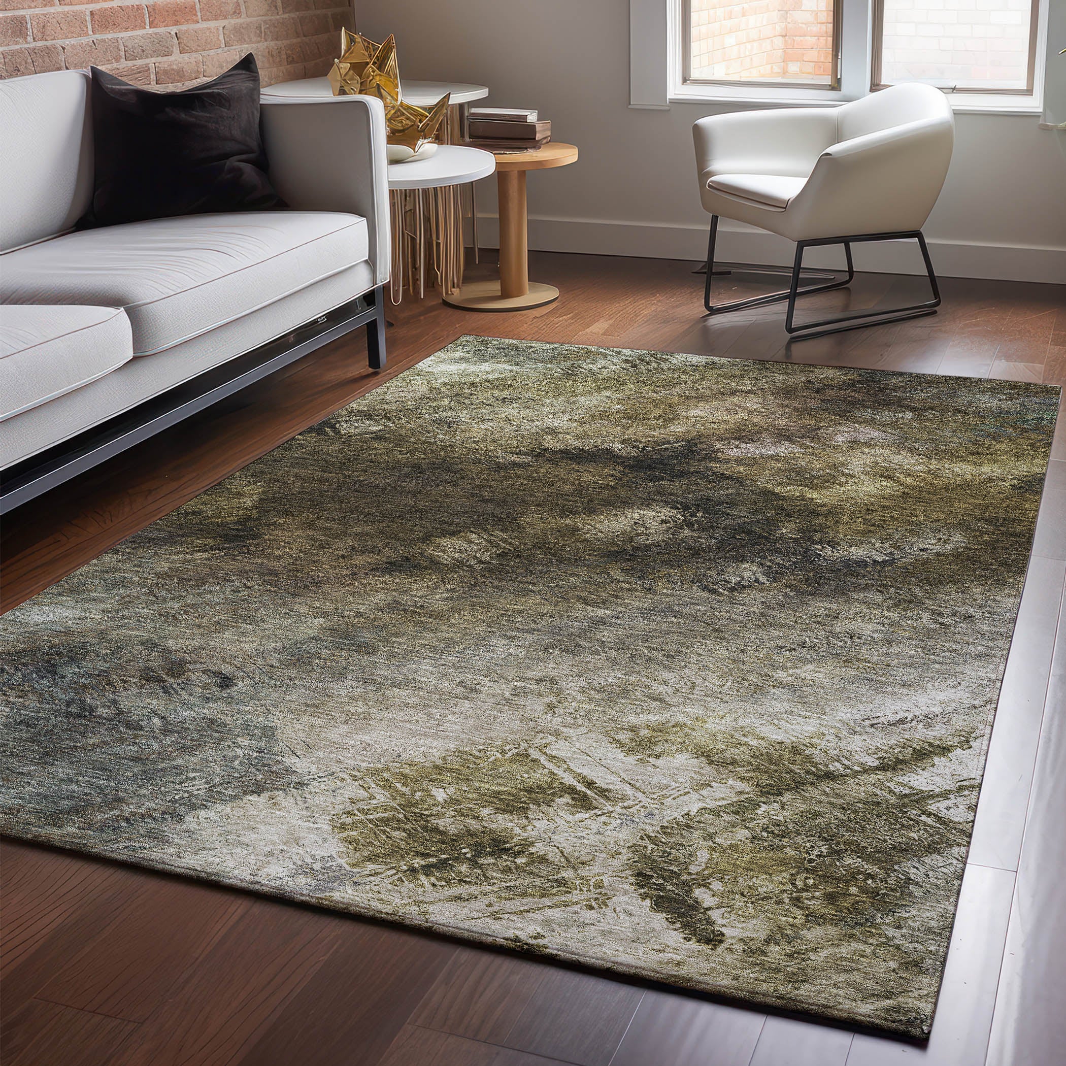 Kyoto Machine Washable Transitional Chocolate Brown Rug 2'6" x 3'10" #shape_Rectangle