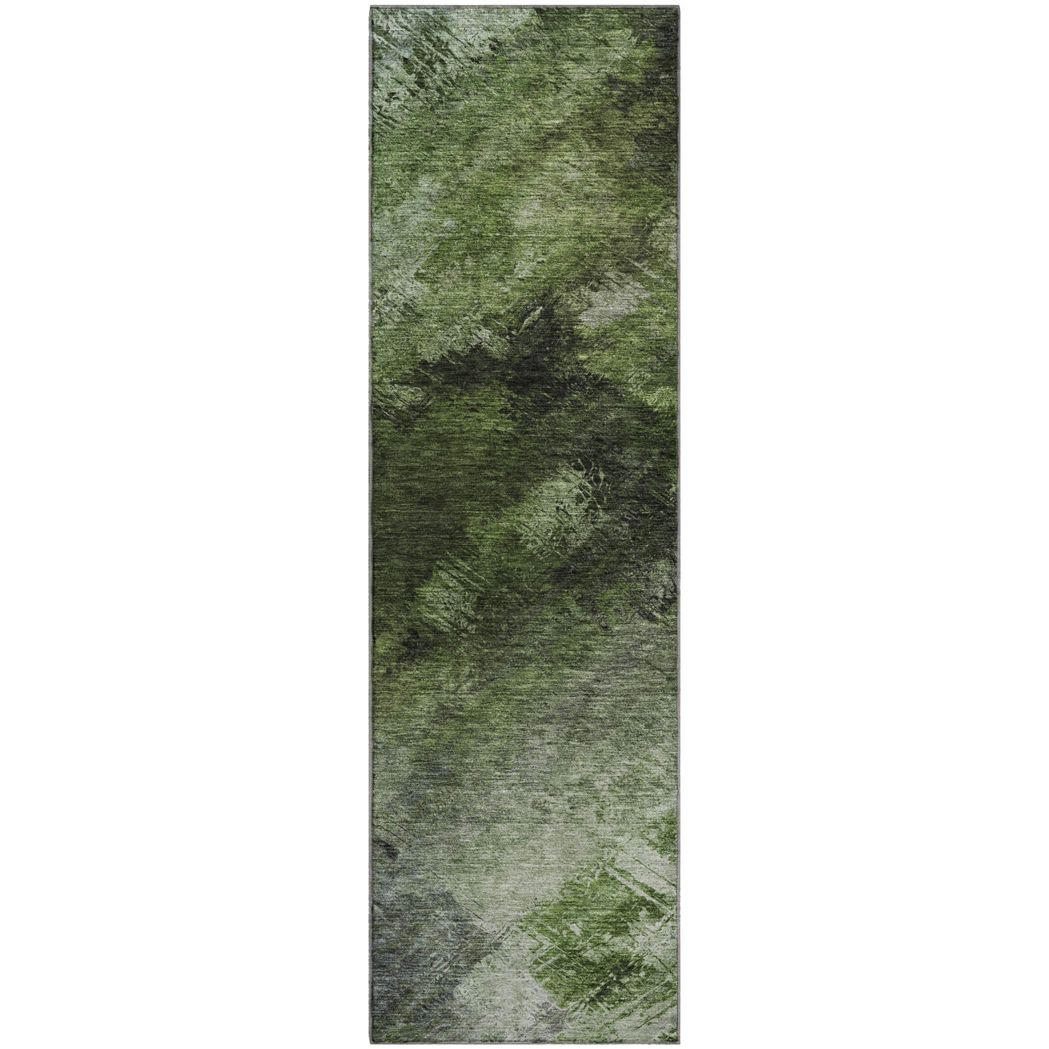 Kyoto Machine Washable Transitional Green Rug 2'3" x 7'6" #shape_Runner
