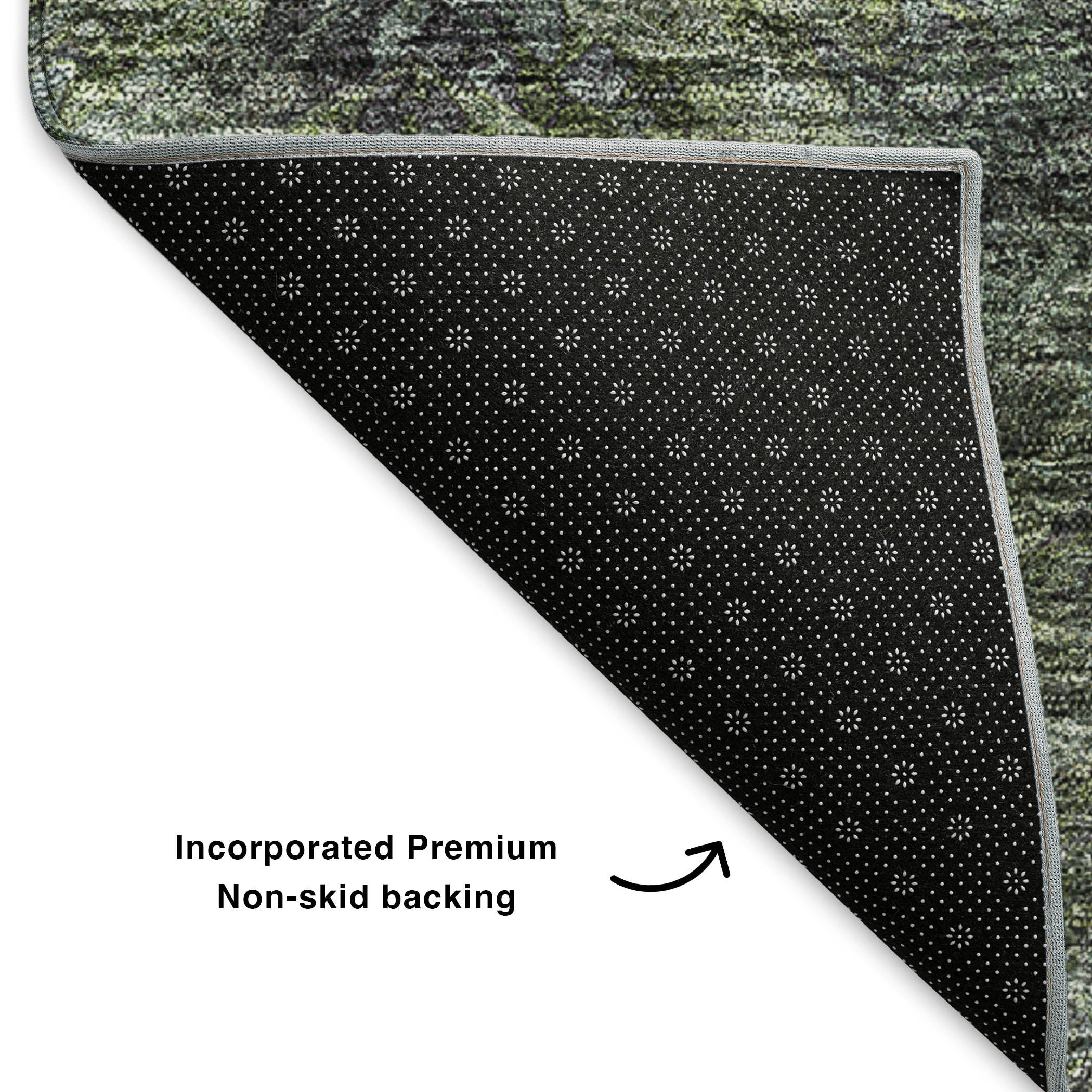Kyoto Machine Washable Transitional Green Rug 1'8" x 2'6" #shape_Rectangle