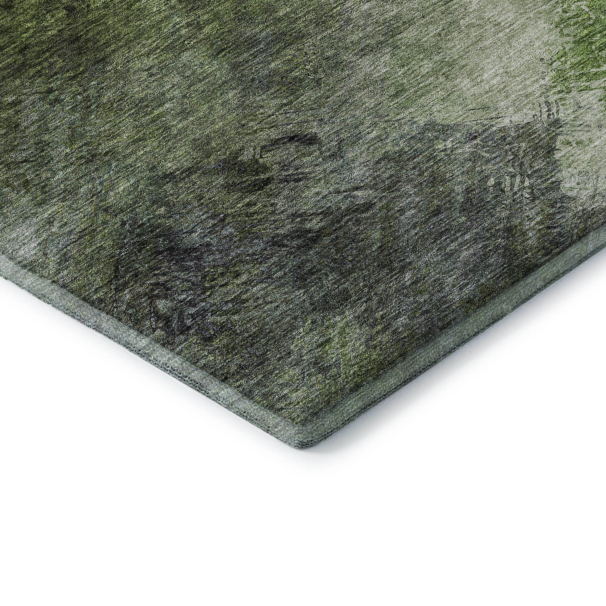 Kyoto Machine Washable Transitional Green Rug 1'8" x 2'6" #shape_Rectangle