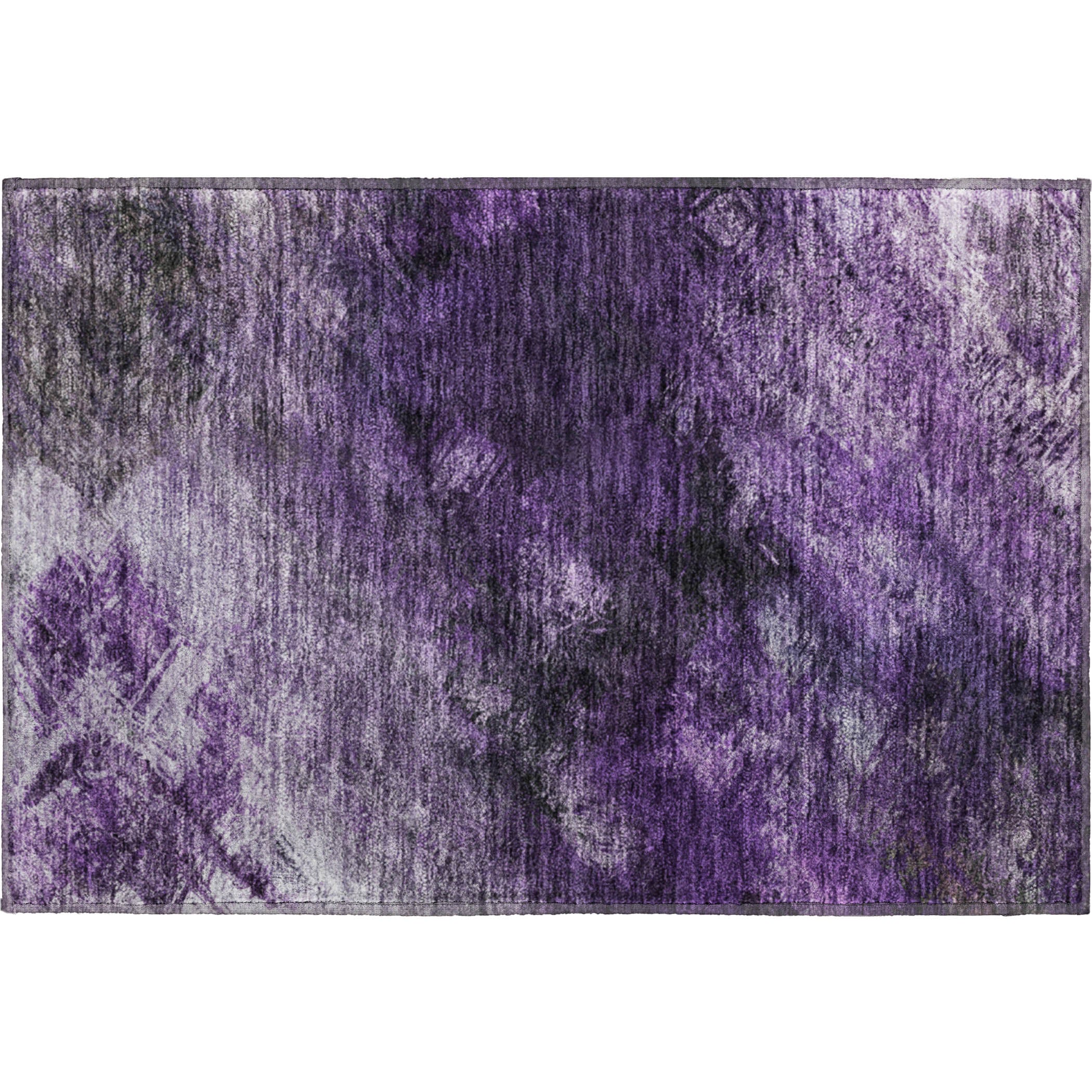 Kyoto Machine Washable Transitional Purple Rug 1'8" x 2'6" #shape_Rectangle