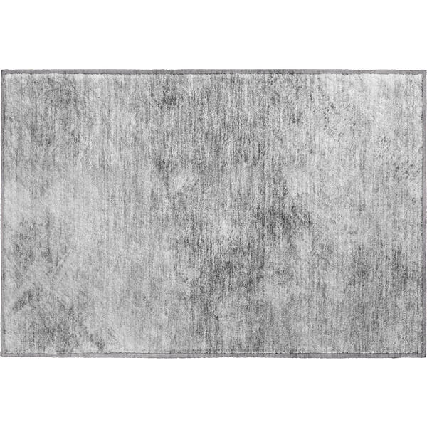 Kyoto Machine Washable Transitional Silver Gray Rug 1'8" x 2'6"