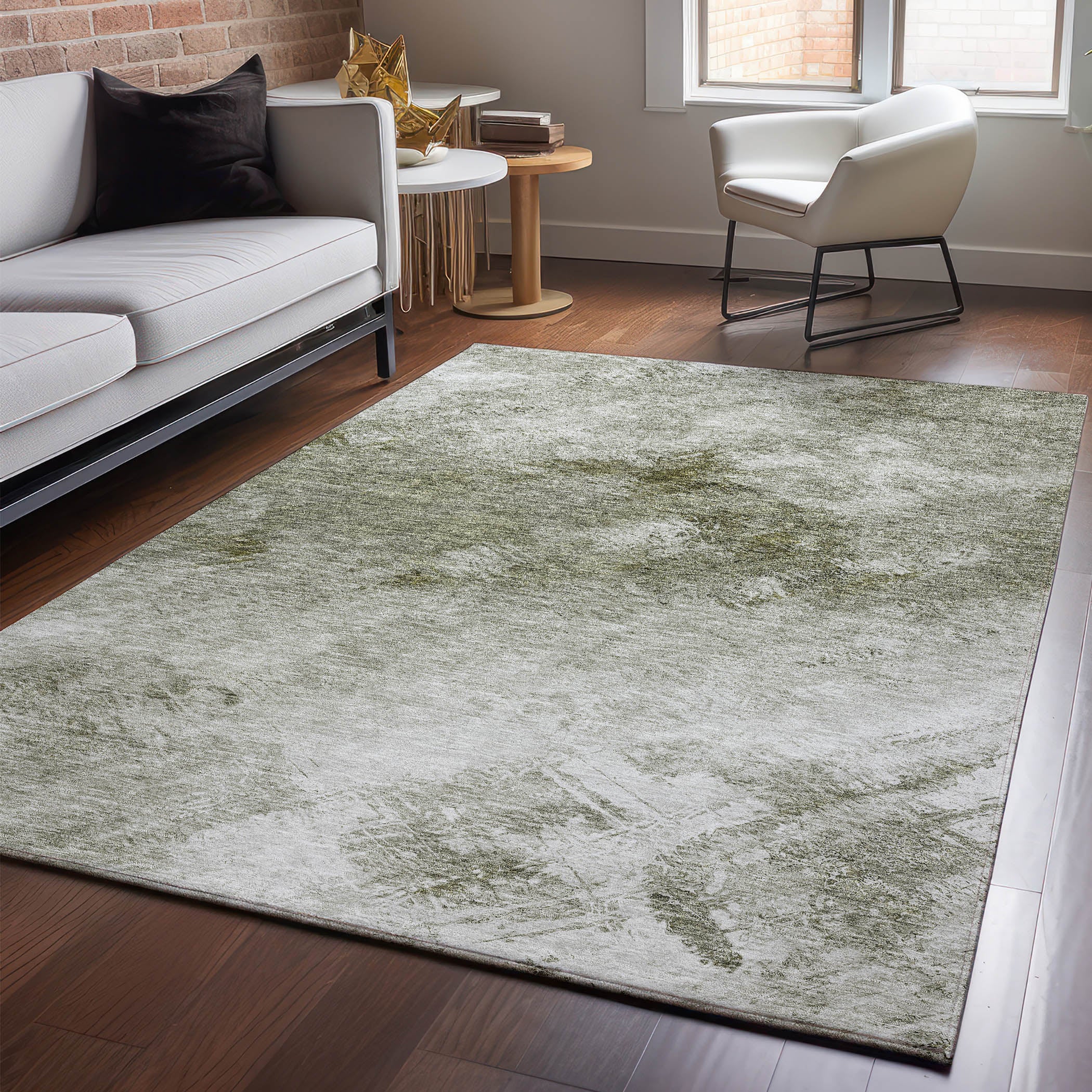 Kyoto Machine Washable Transitional Taupe Brown Rug 2'6" x 3'10" #shape_Rectangle