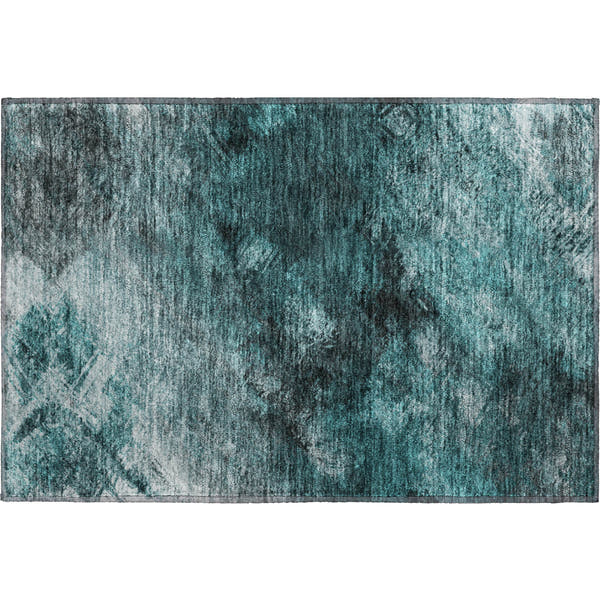 Kyoto Machine Washable Transitional Teal Rug 1'8" x 2'6"
