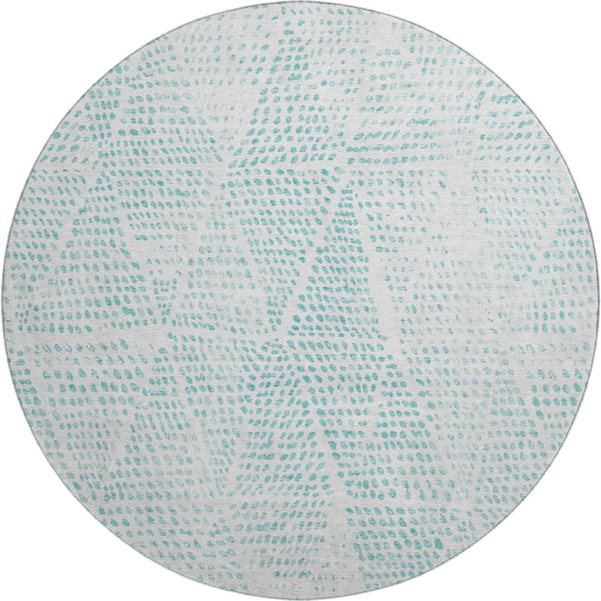 Bern Machine Washable Transitional Aqua Teal Rug 8' x 8' #shape_Round
