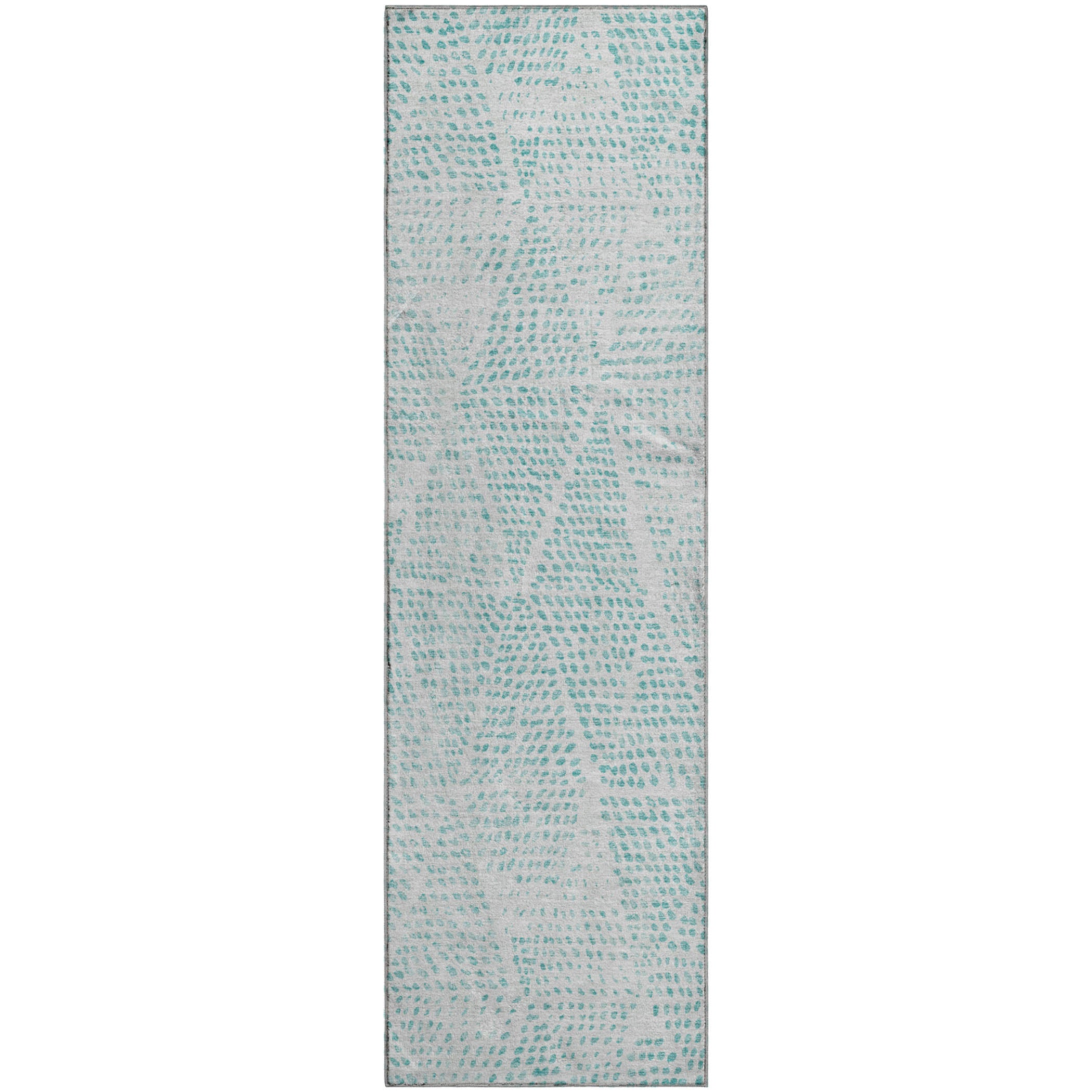 Bern Machine Washable Transitional Aqua Teal Rug 2'3" x 7'6" #shape_Runner