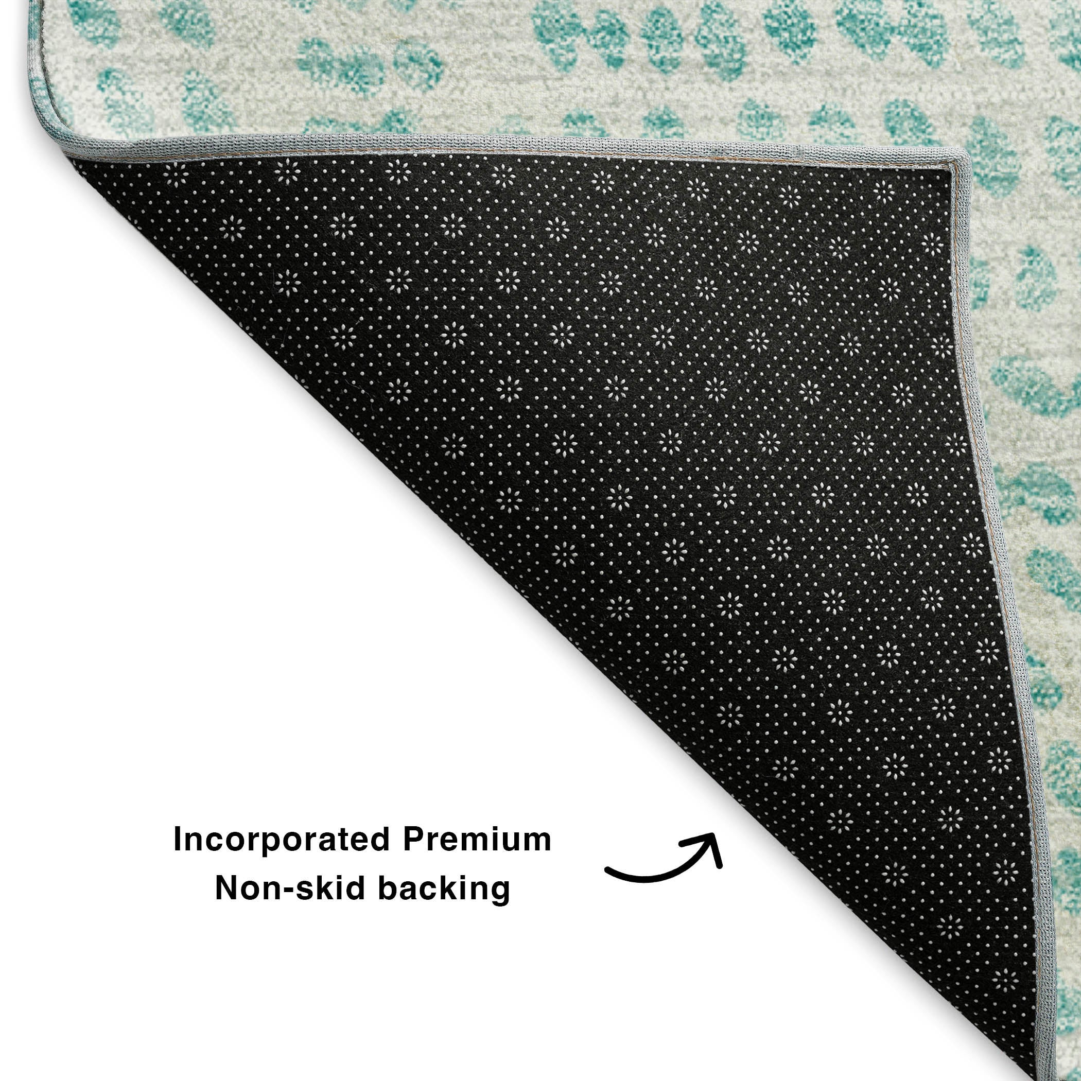Bern Machine Washable Transitional Aqua Teal Rug 1'8" x 2'6" #shape_Rectangle