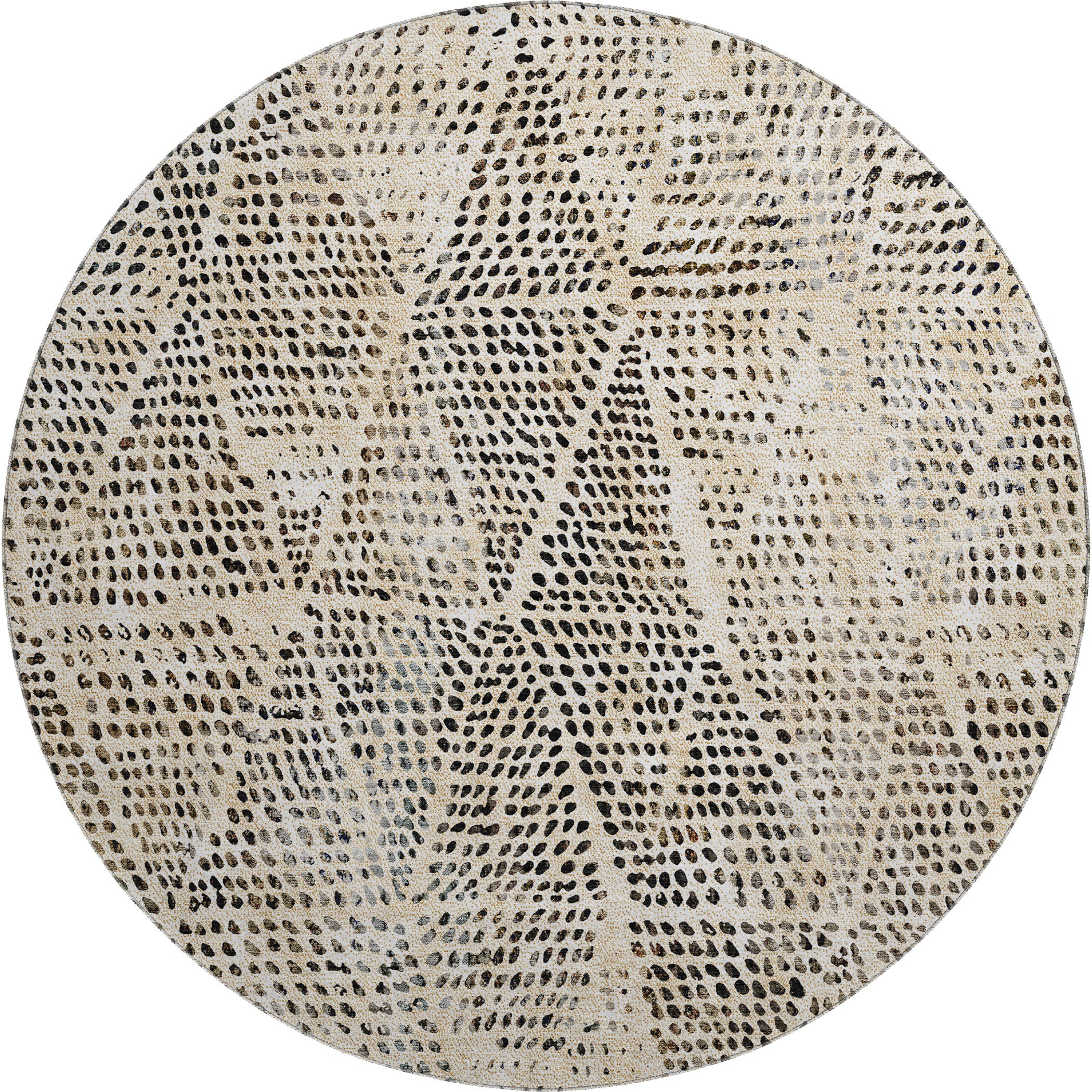 Bern Machine Washable Transitional Beige Brown Rug 8' x 8' #shape_Round