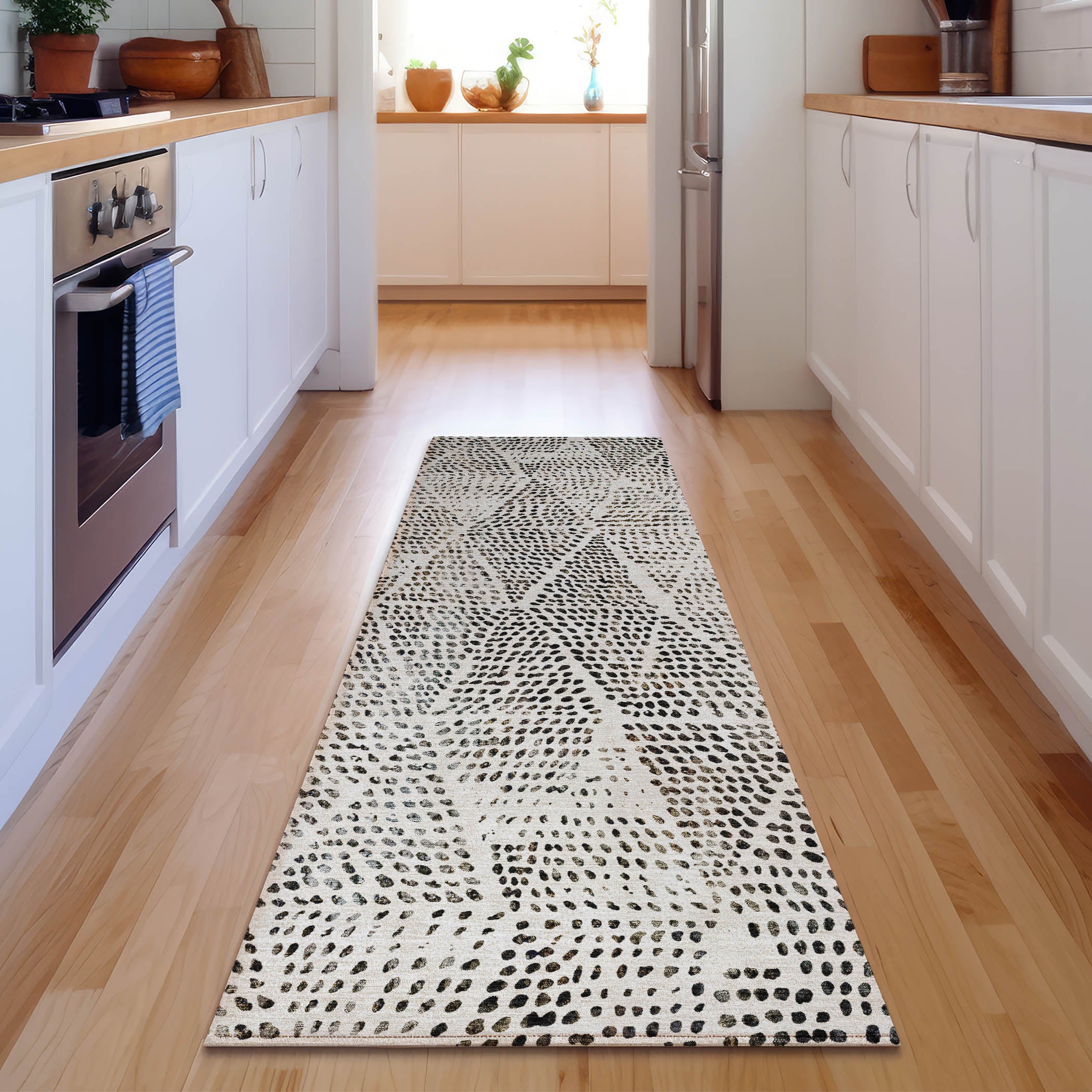 Bern Machine Washable Transitional Ivory Rug 2'3" x 7'6" #shape_Runner