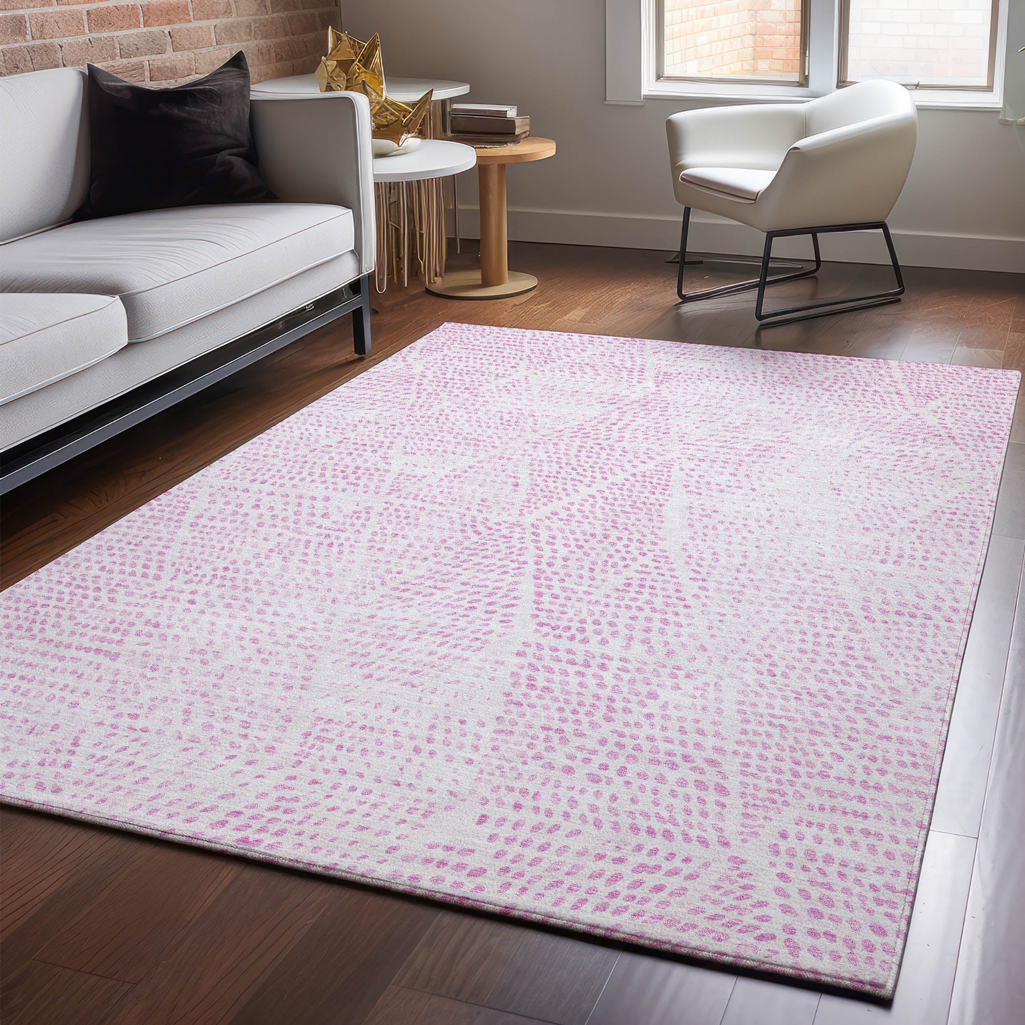Bern Machine Washable Transitional Pink Rug 2'6" x 3'10" #shape_Rectangle