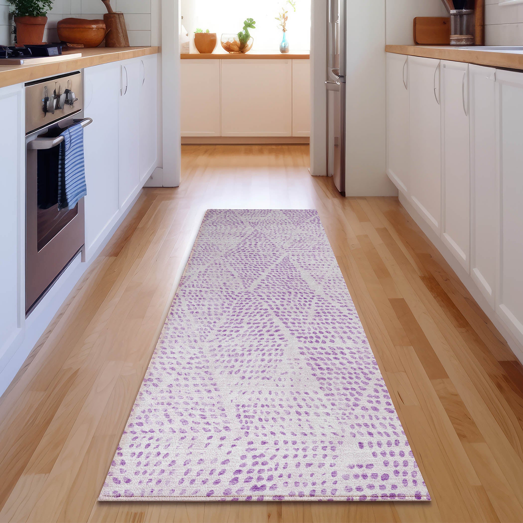 Bern Machine Washable Transitional Purple Rug 2'3" x 7'6" #shape_Runner