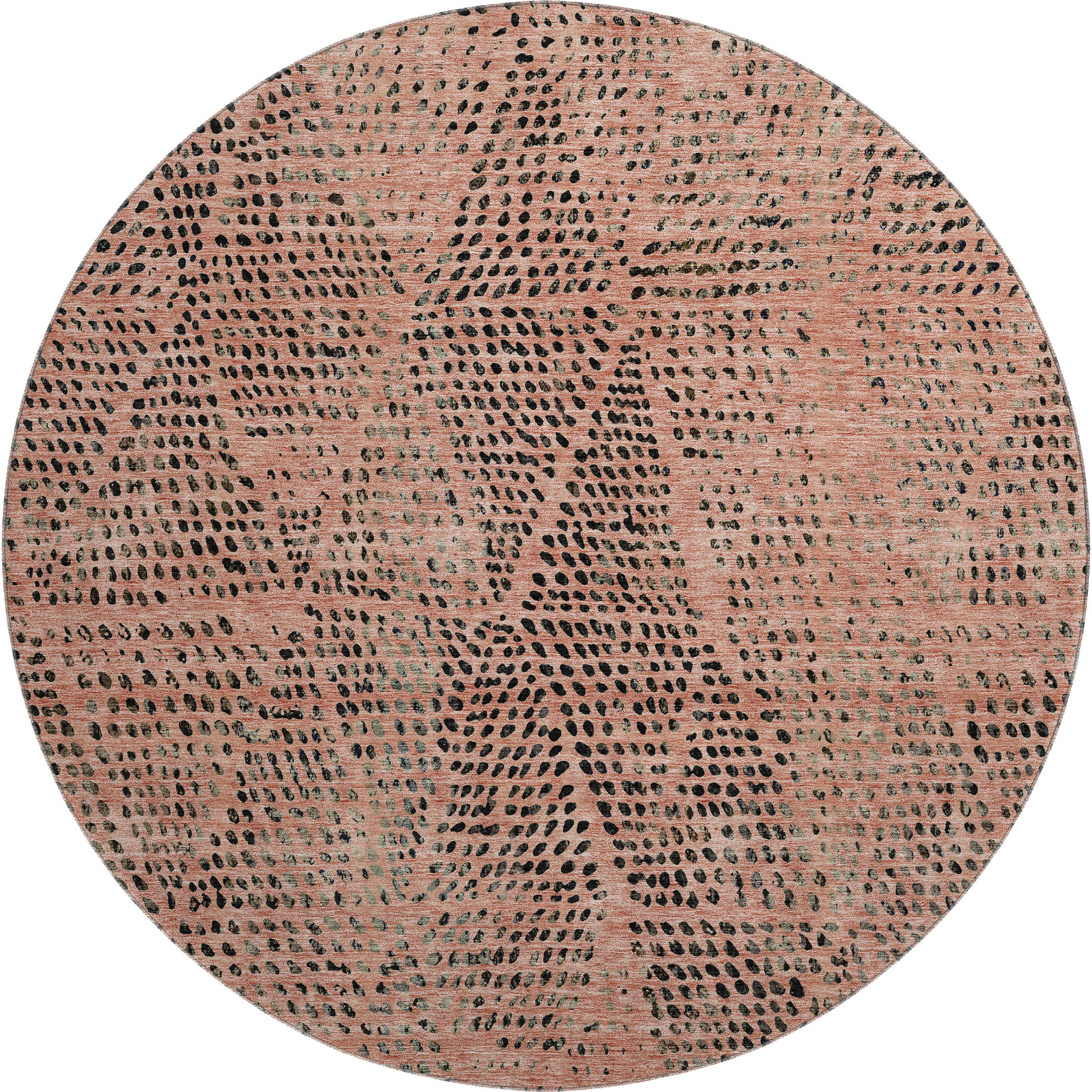 Bern Machine Washable Transitional Salmon Orange Rug 8' x 8' #shape_Round
