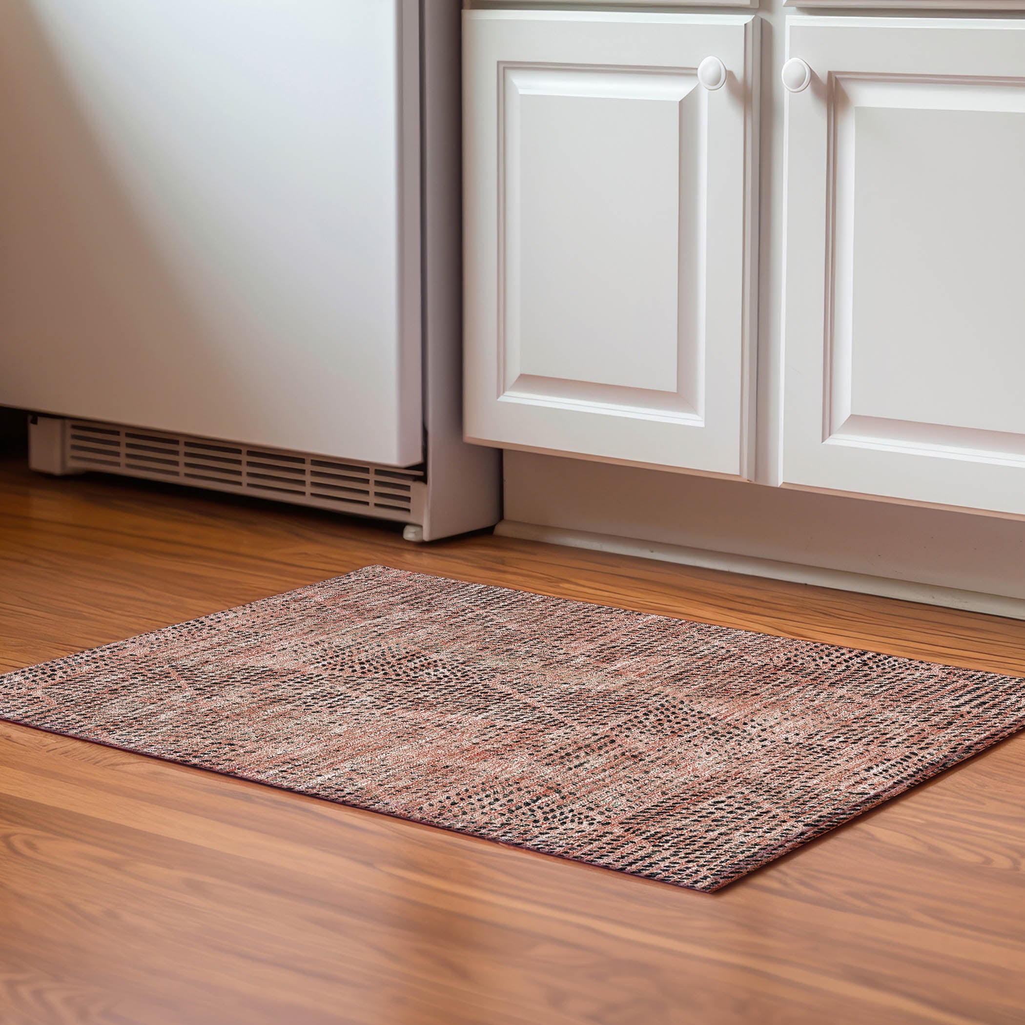 Bern Machine Washable Transitional Salmon Orange Rug 1'8" x 2'6" #shape_Rectangle
