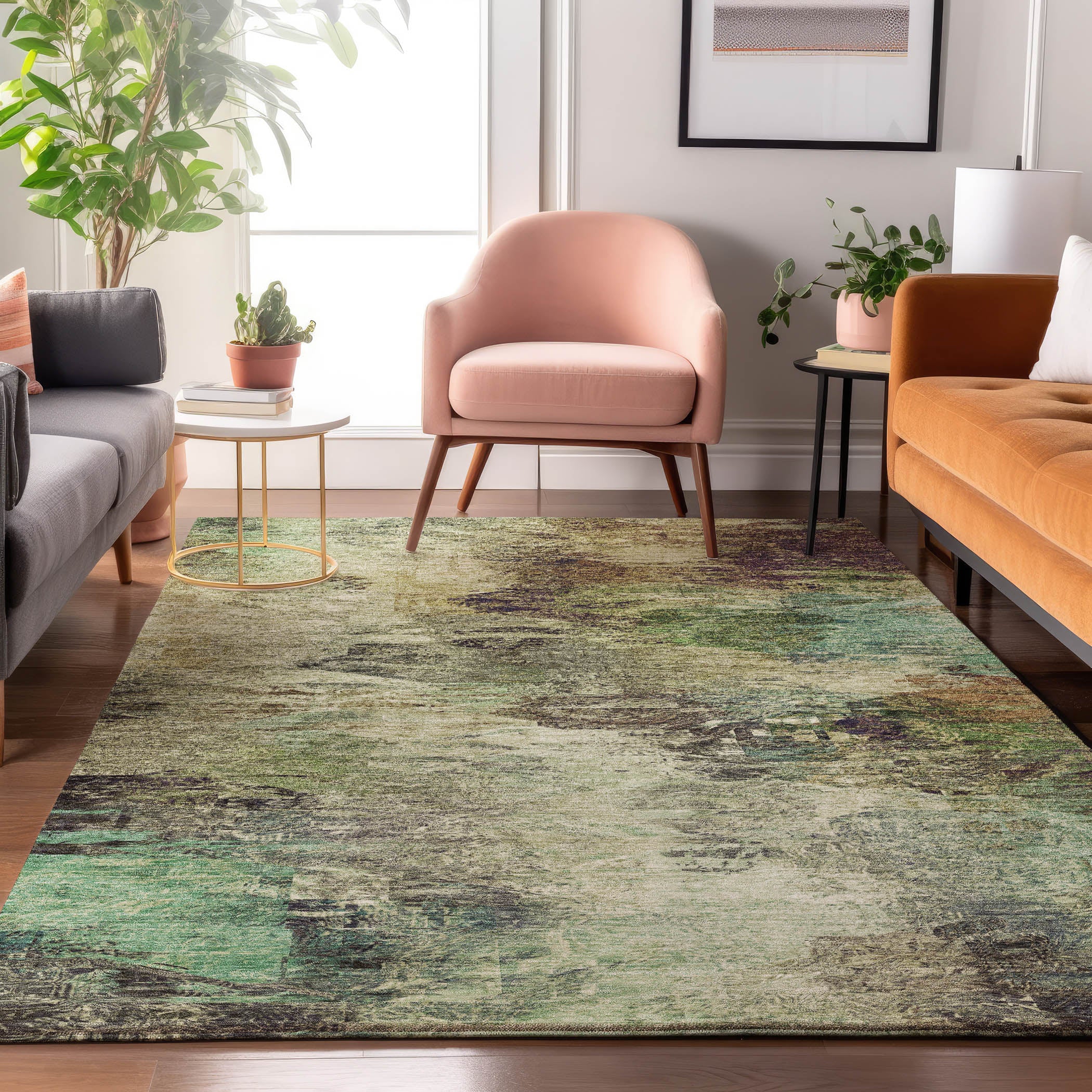 Mdina Machine Washable Transitional Beige Brown Rug 2'6" x 3'10" #shape_Rectangle