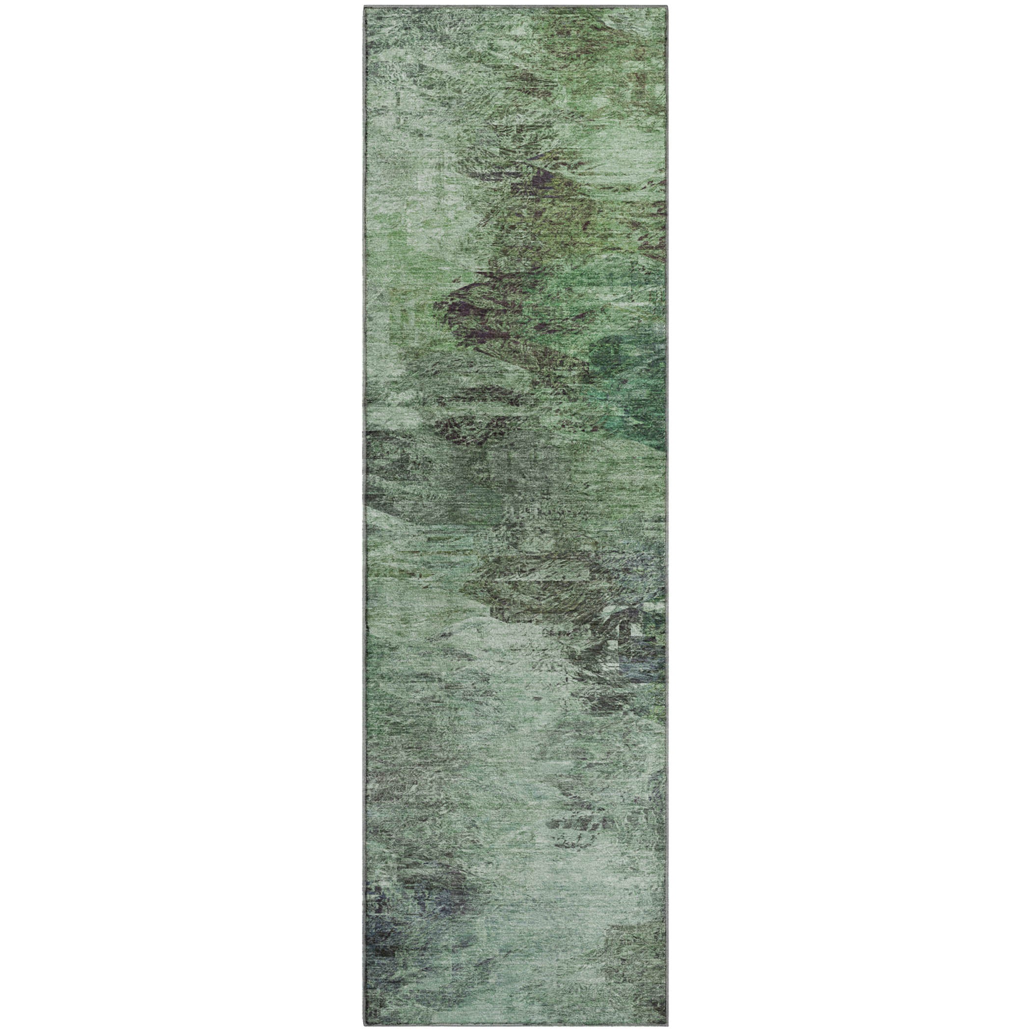 Mdina Machine Washable Transitional Green Rug 2'3" x 7'6" #shape_Runner