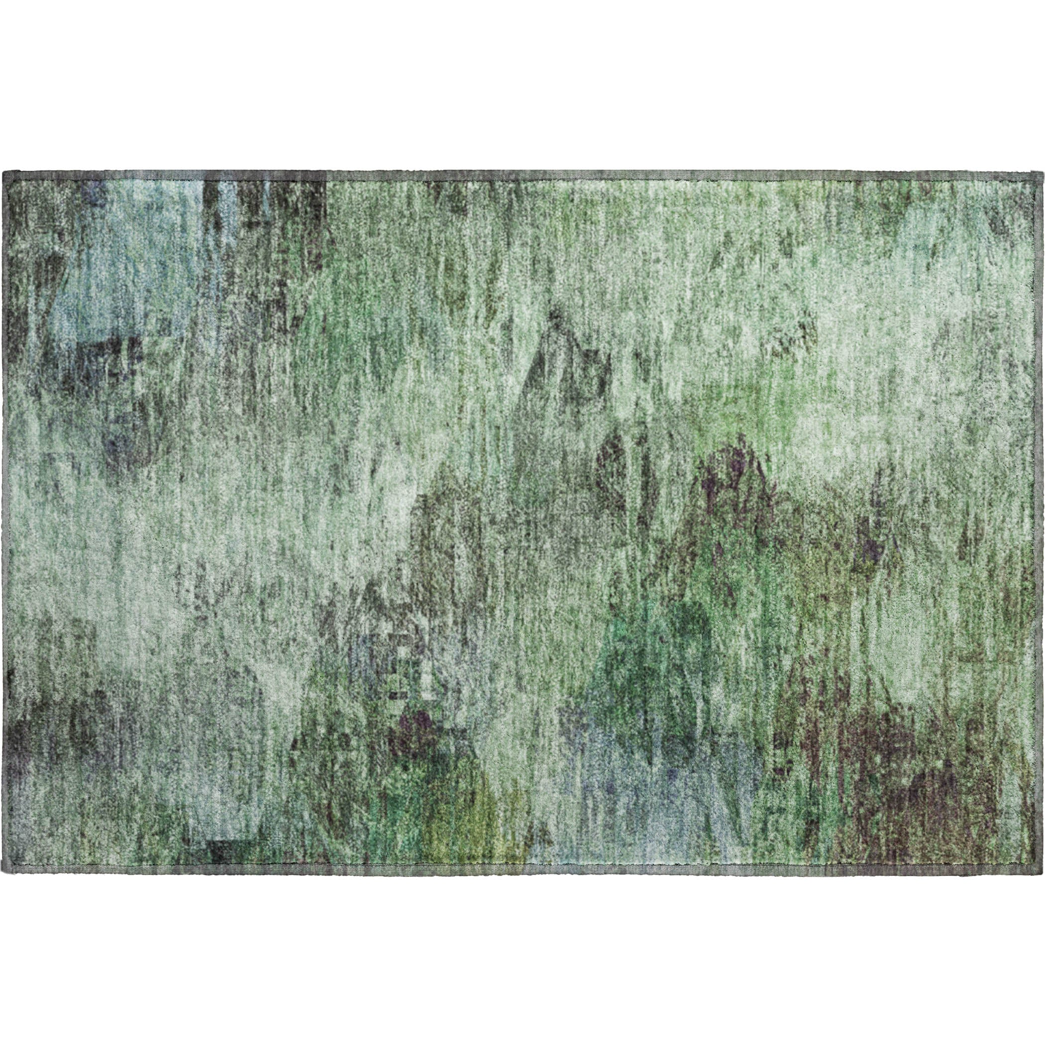 Mdina Machine Washable Transitional Green Rug 1'8" x 2'6" #shape_Rectangle