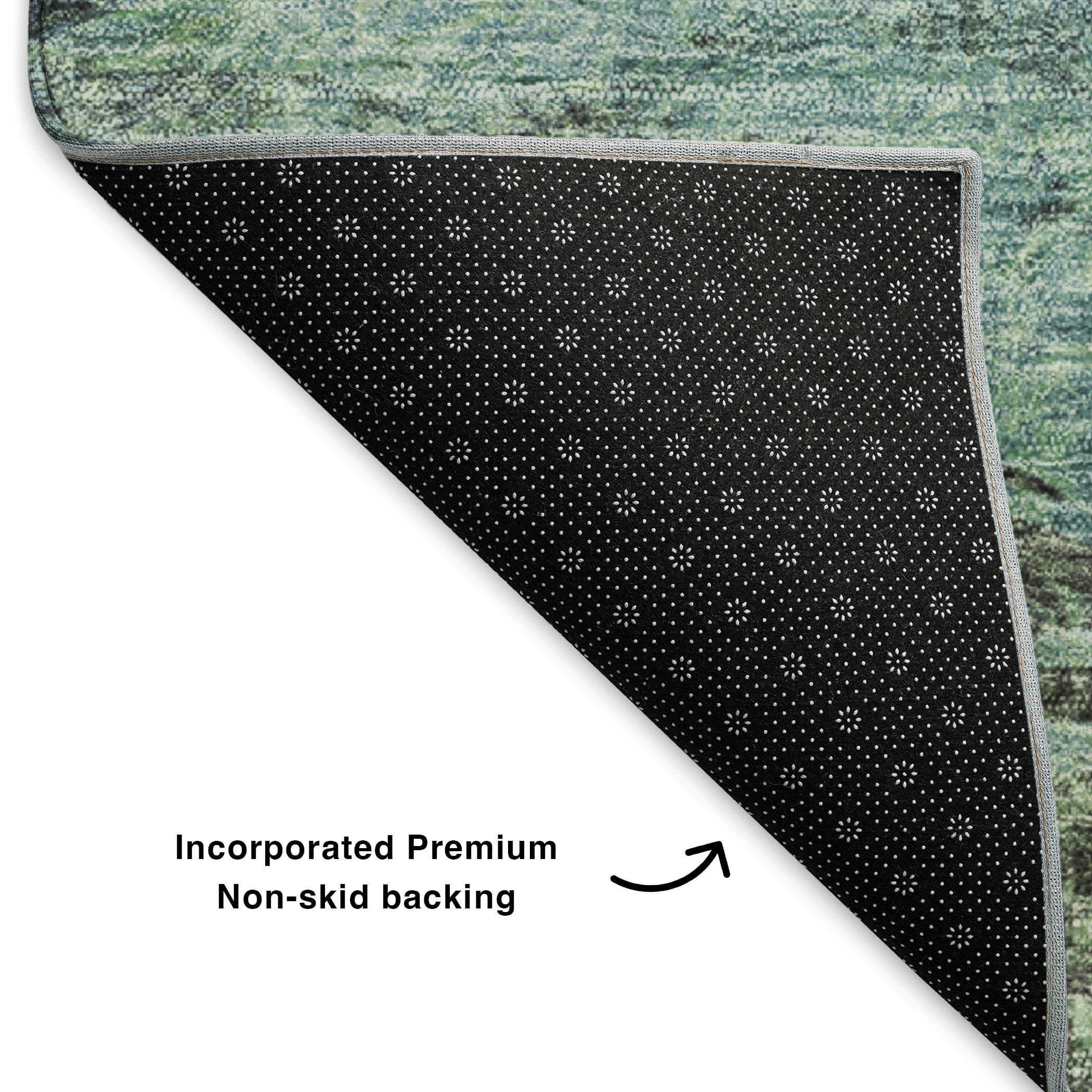 Mdina Machine Washable Transitional Green Rug 1'8" x 2'6" #shape_Rectangle