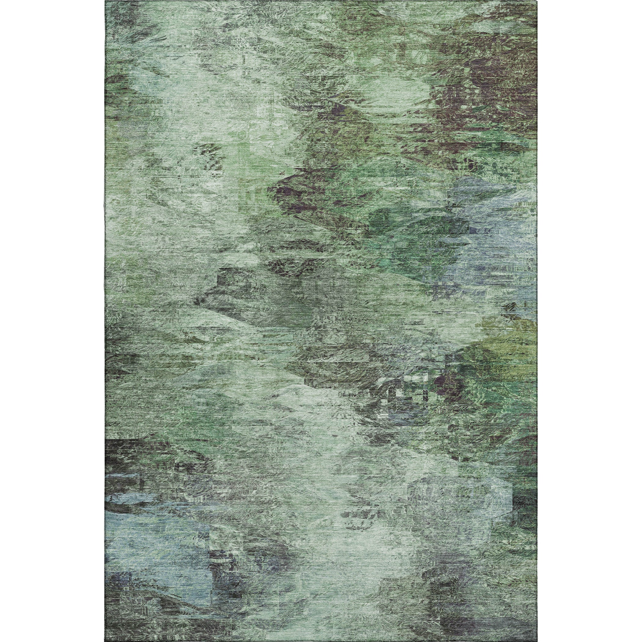 Mdina Machine Washable Transitional Green Rug 2'6" x 3'10" #shape_Rectangle