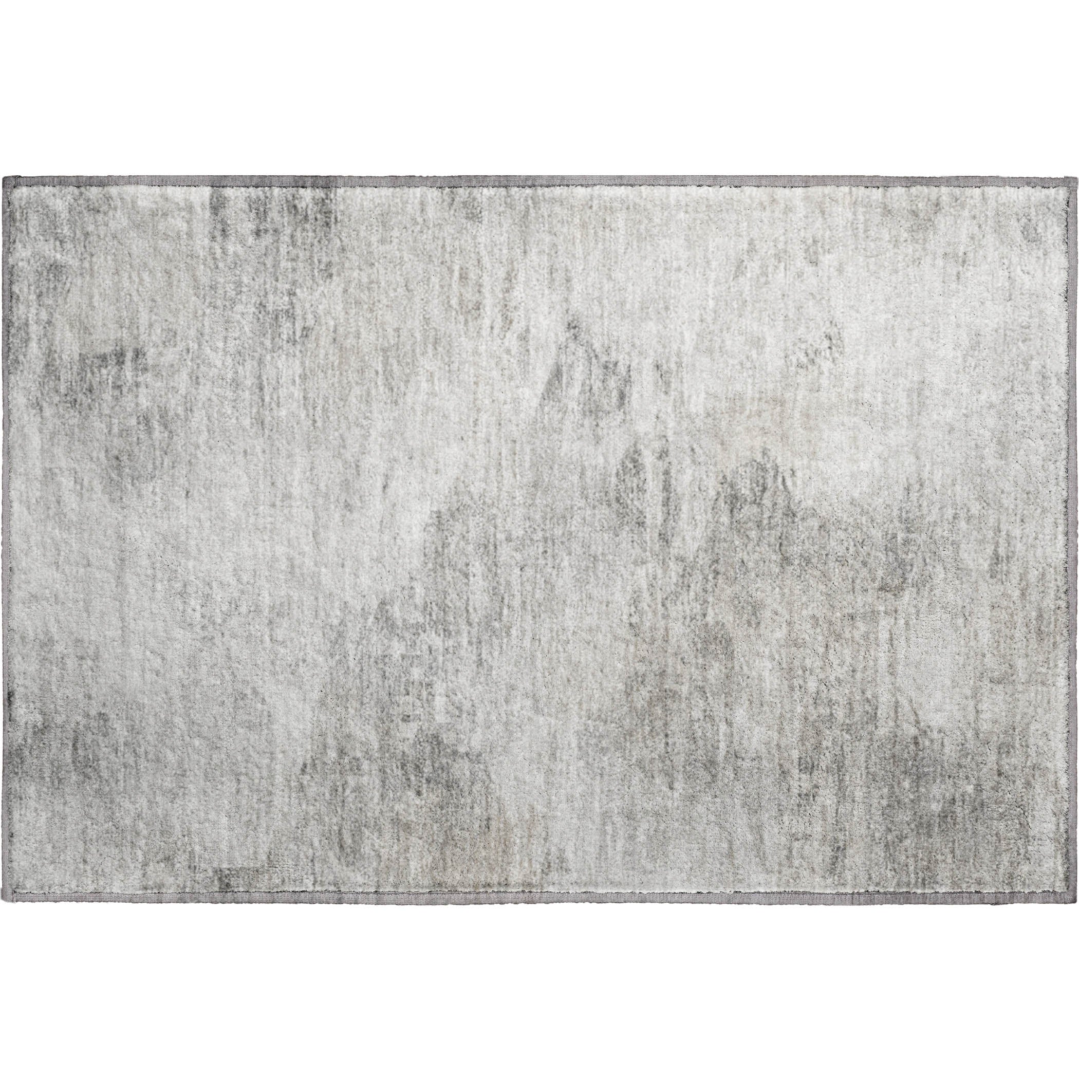 Mdina Machine Washable Transitional Silver Gray Rug 1'8" x 2'6" #shape_Rectangle