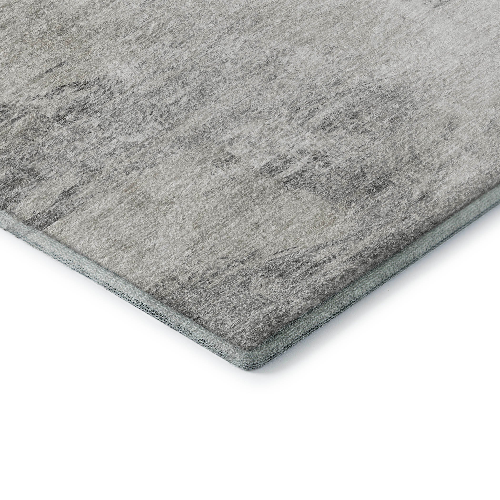 Mdina Machine Washable Transitional Silver Gray Rug 1'8" x 2'6" #shape_Rectangle